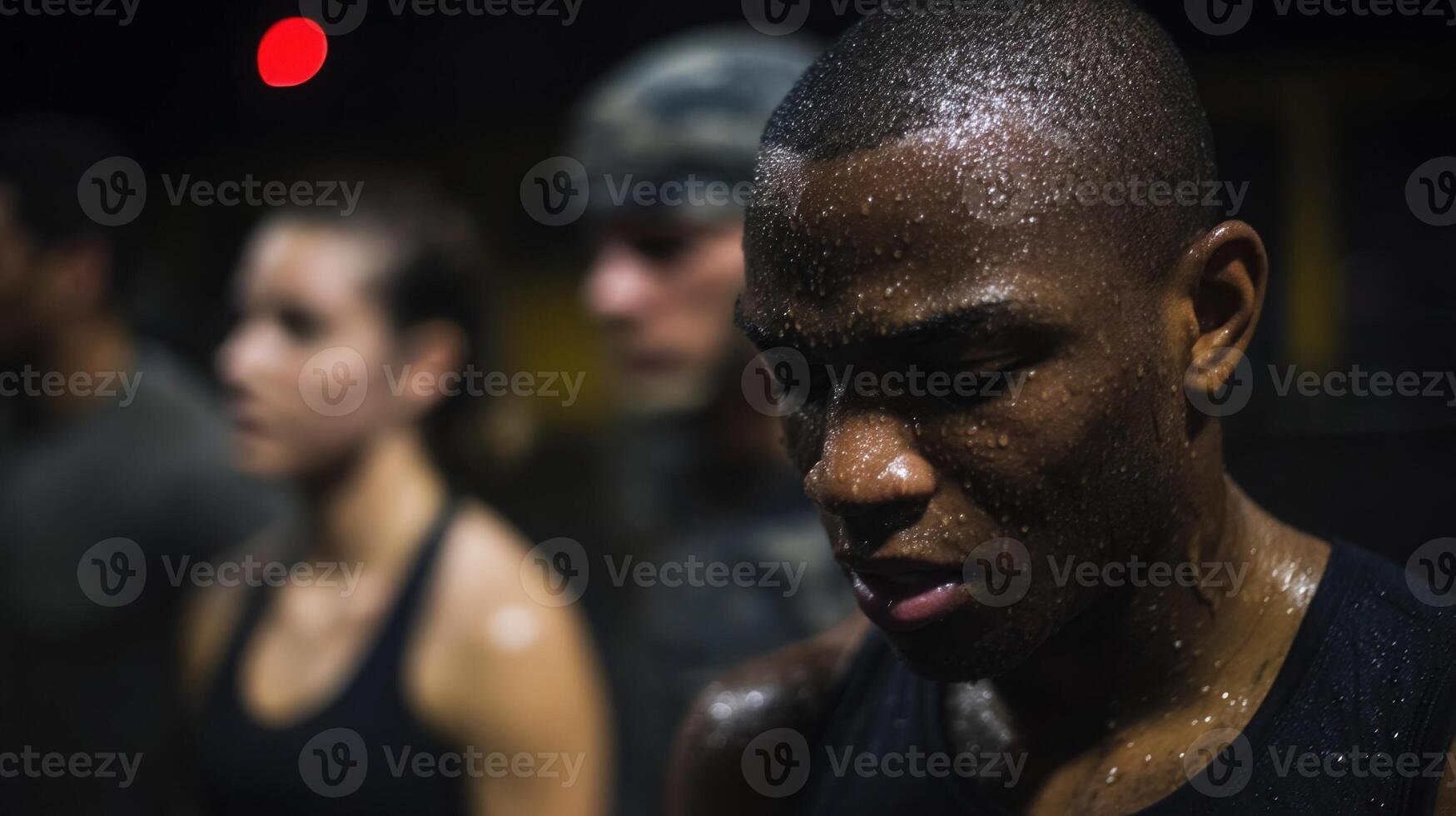 sweat drips as faces reflect fierce commitment amid the scent of rubber mats and determination photo