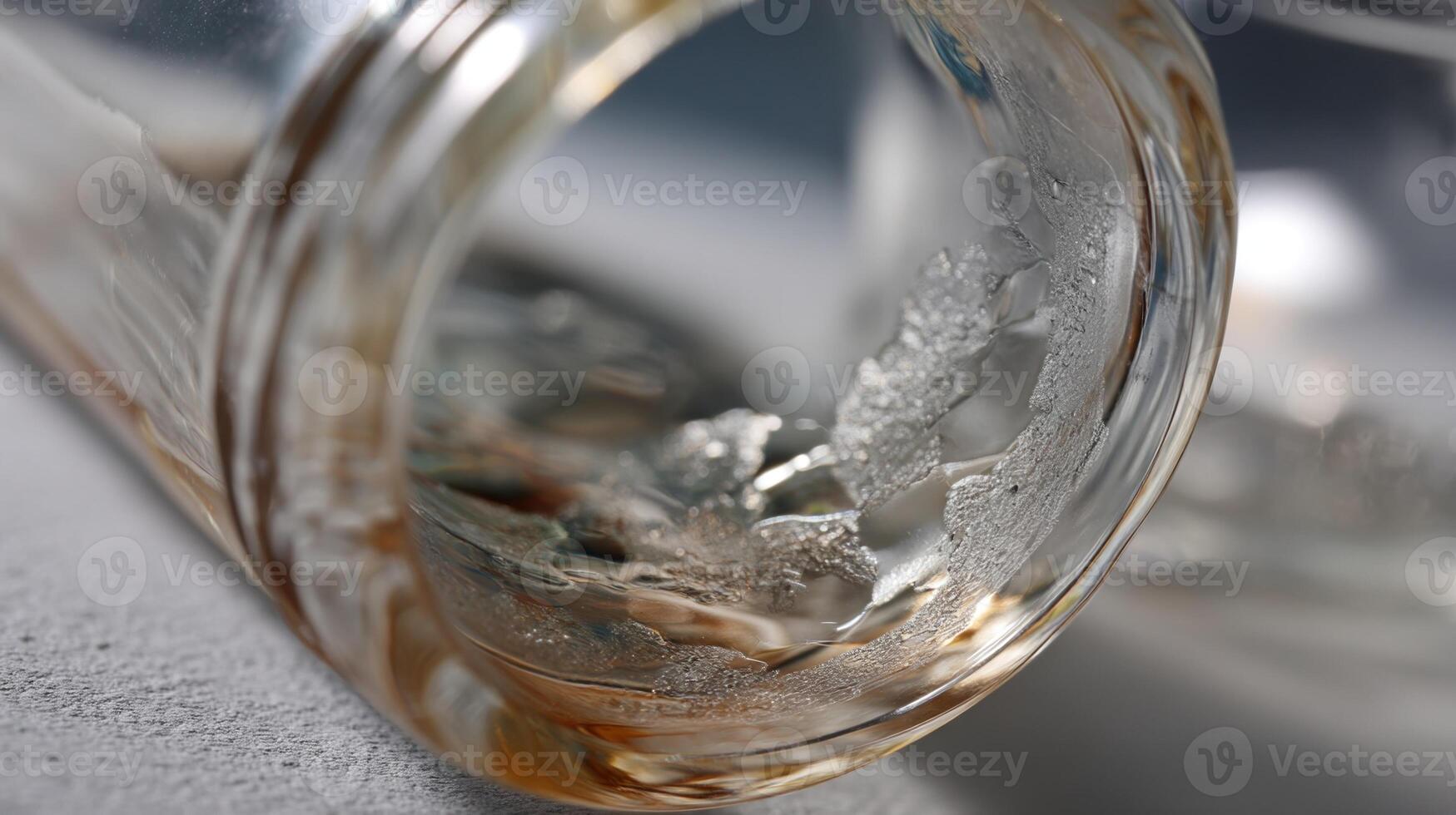 An image capturing the intricate details of a transparent bottle with a polarized lens filter overlay that emphasizes the contrast between flawless areas and visible defects photo