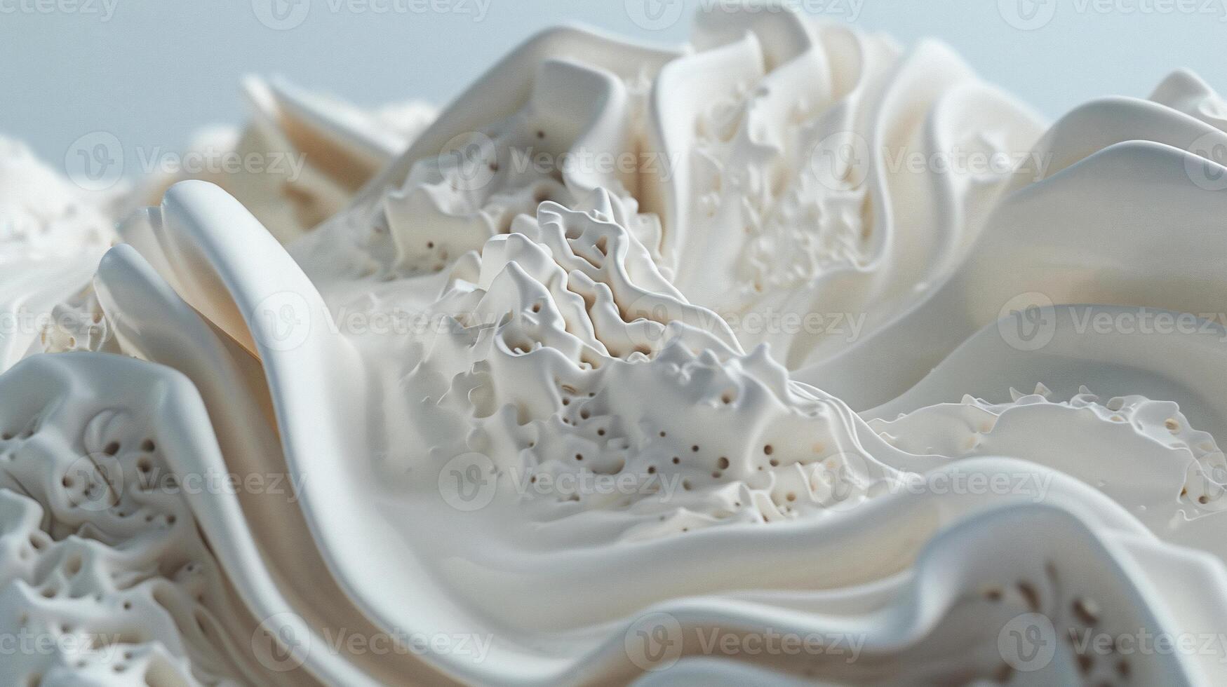 Abstract, textured, white, flowing form. Detailed, wavy, undulating shapes photo