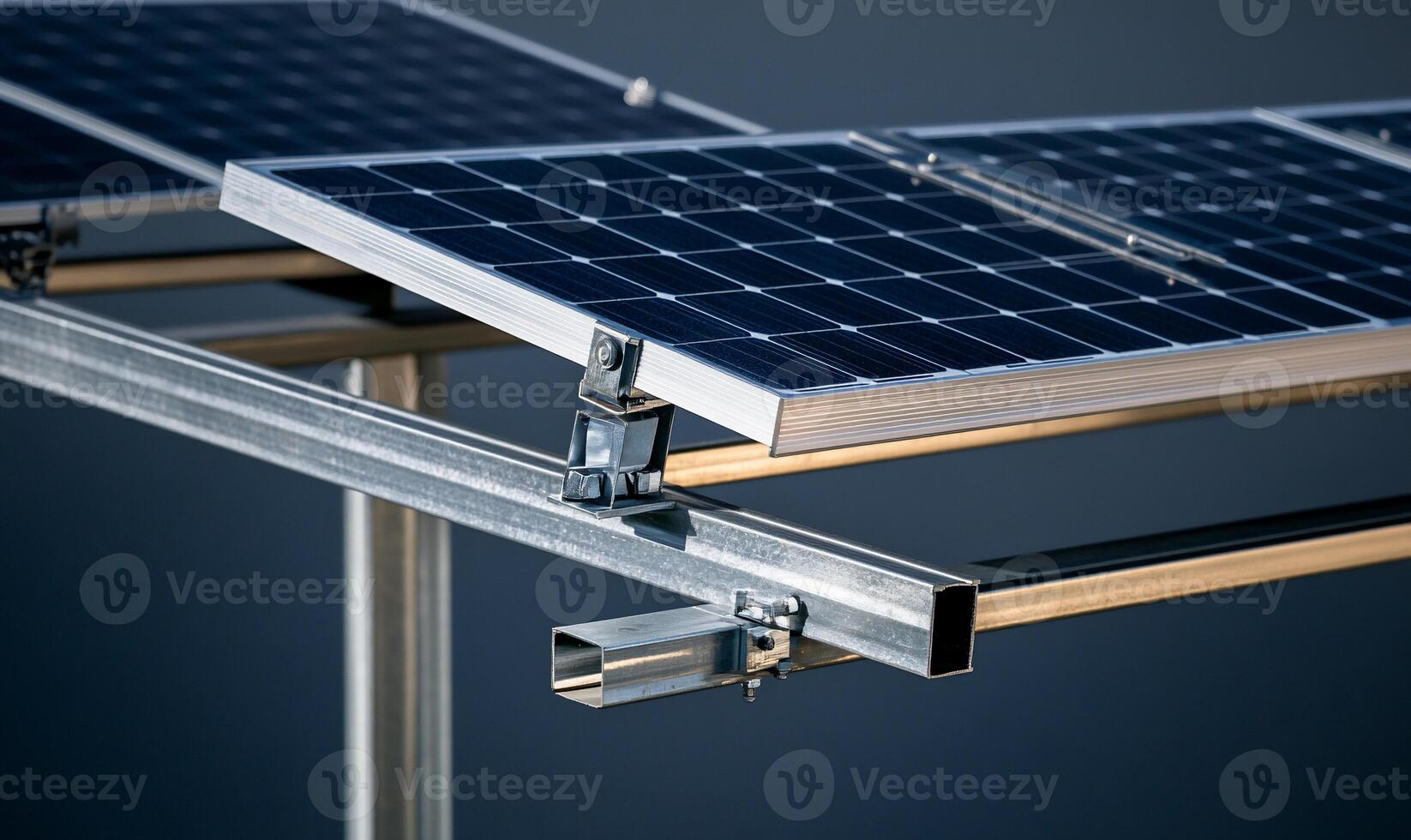 Solar panels mounted on a metal frame photo