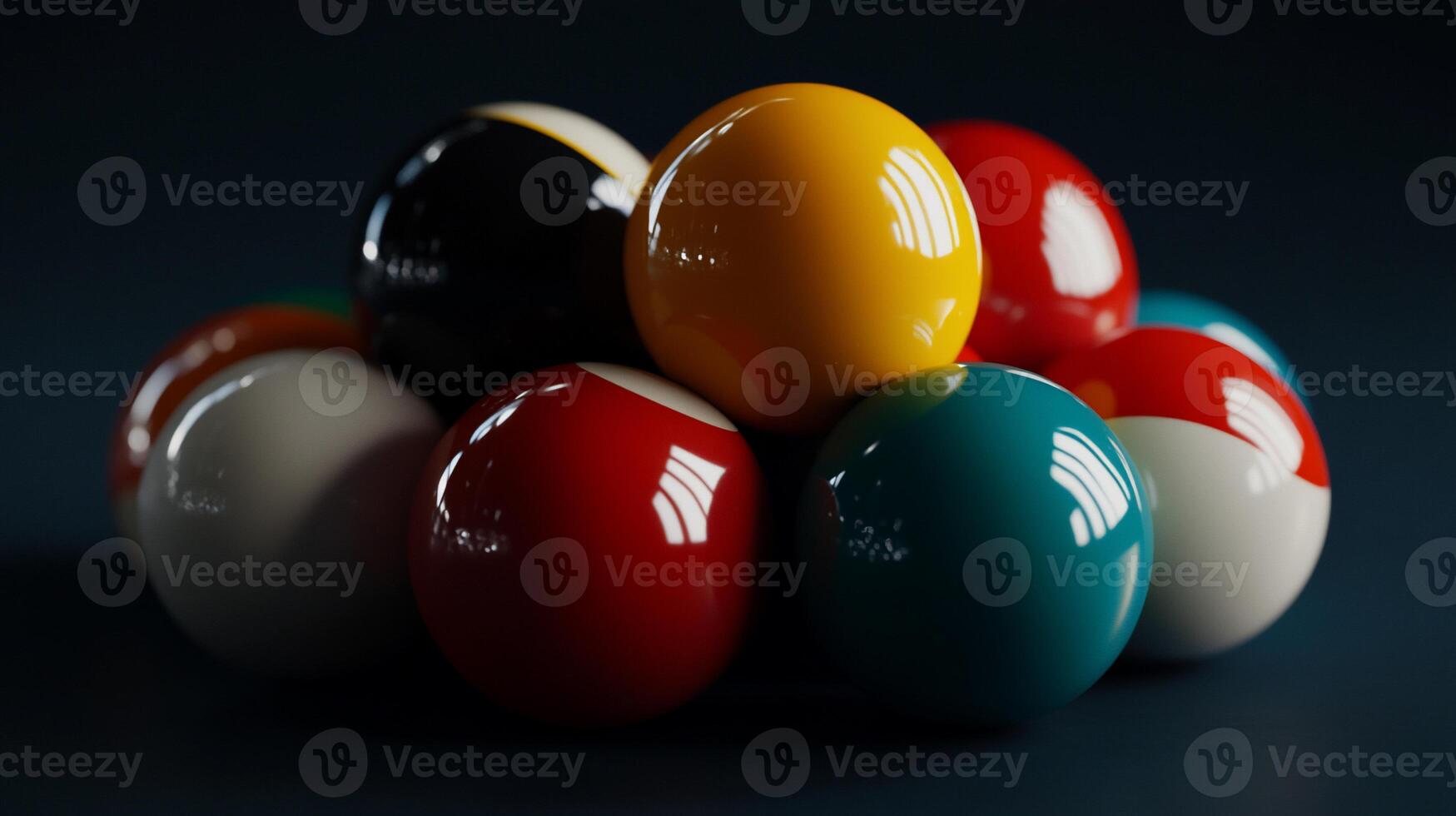 A group of colorful balls on a black background photo