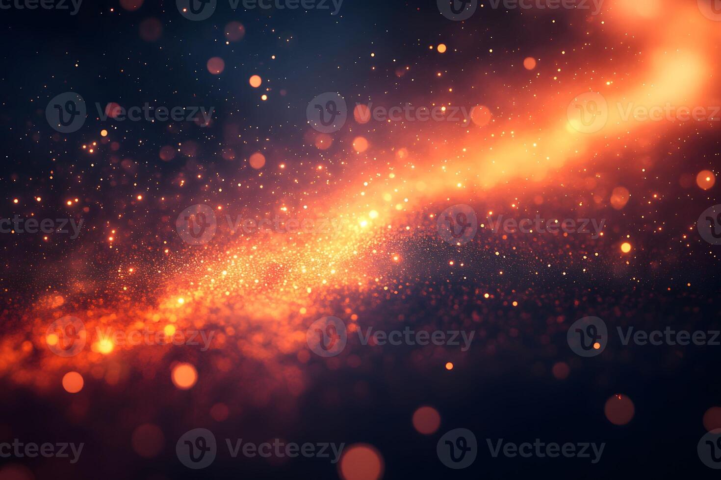 Cosmic Abstract Background with Glowing Orange Light Trail and Sparkling Particles for Digital Design photo