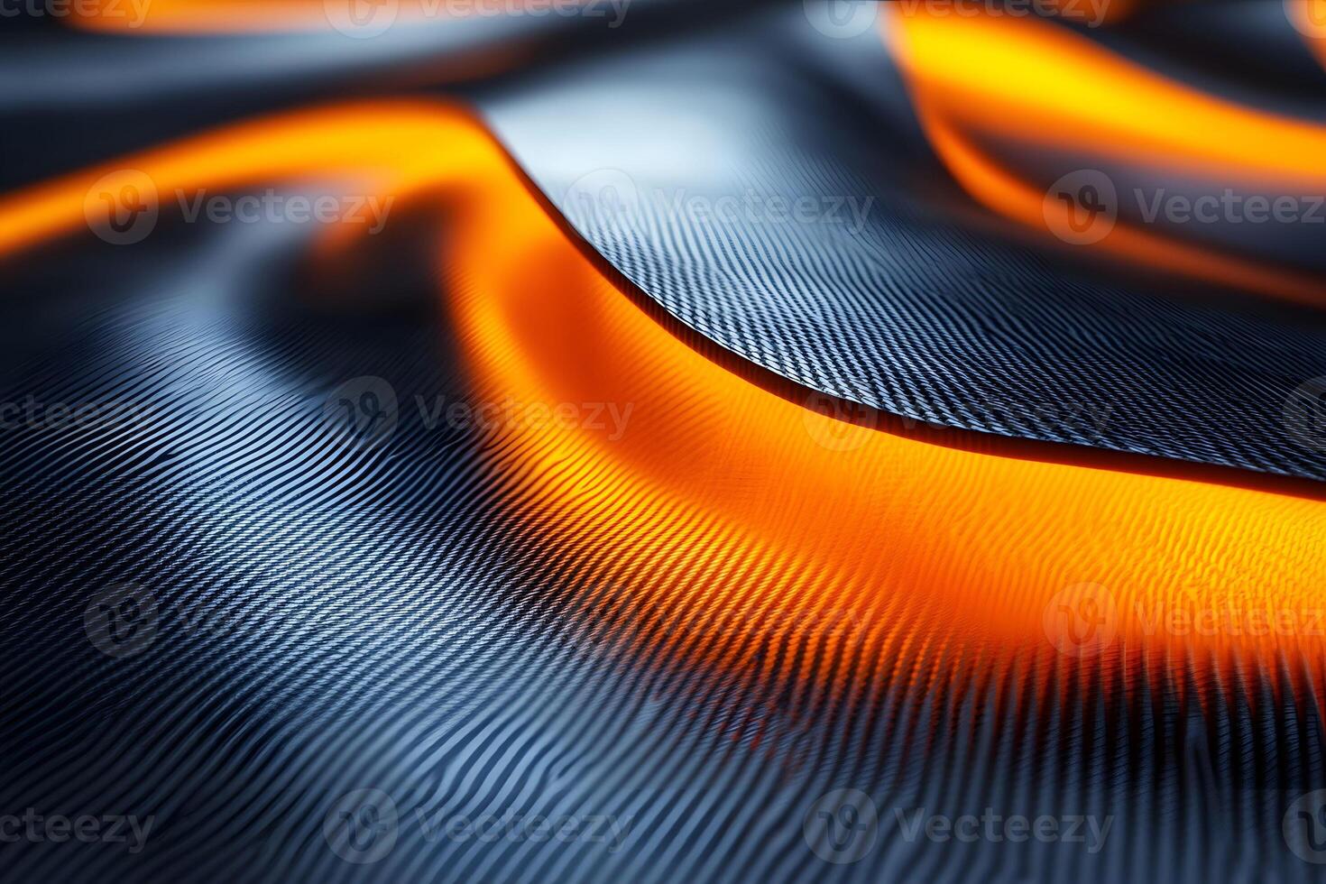 Abstract Metallic Waves with Vibrant Orange Glow - Futuristic Design for Posters and Prints photo