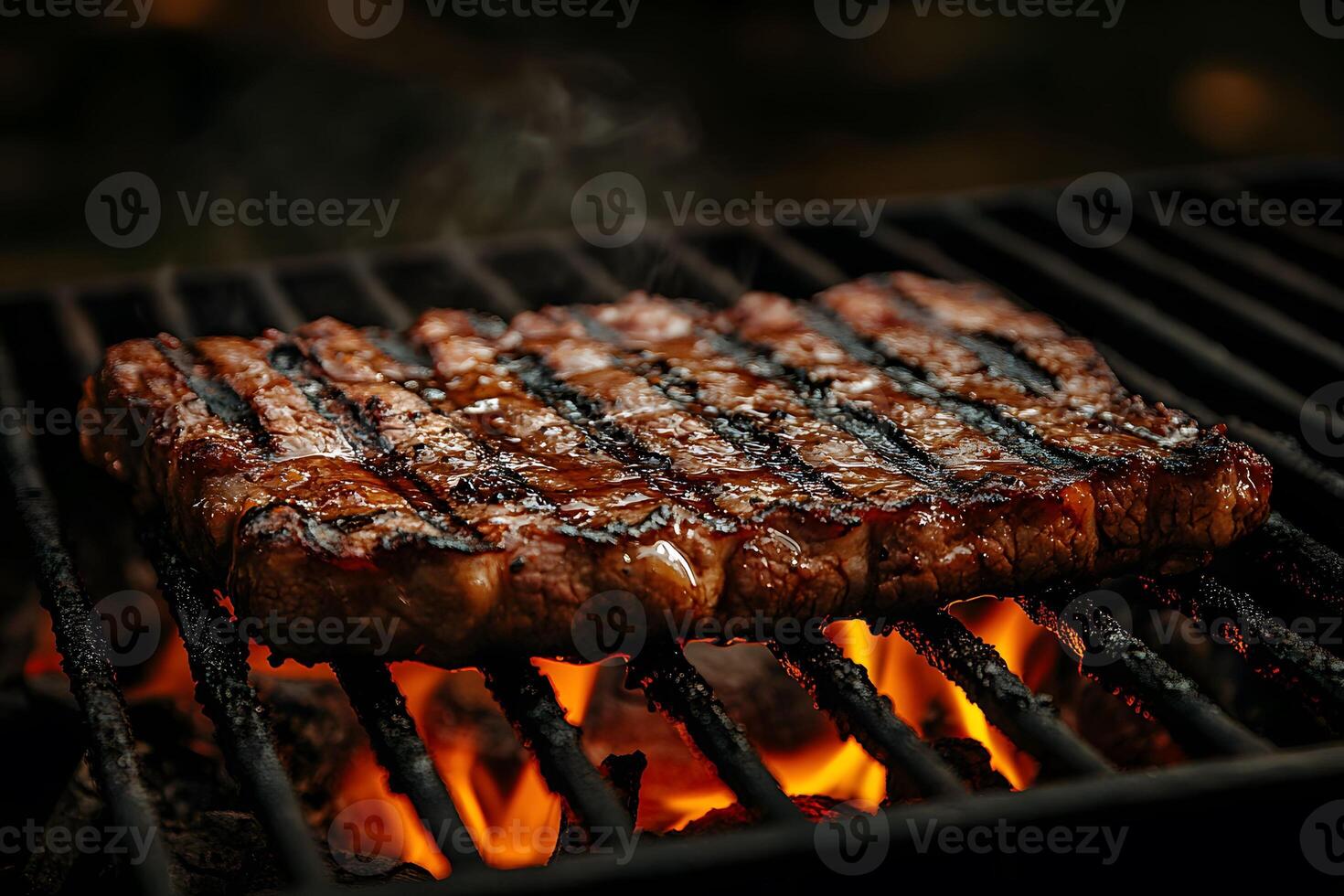 Grilled Steak Perfection on Barbecue Grill for Summer Cookouts and Culinary Delights photo