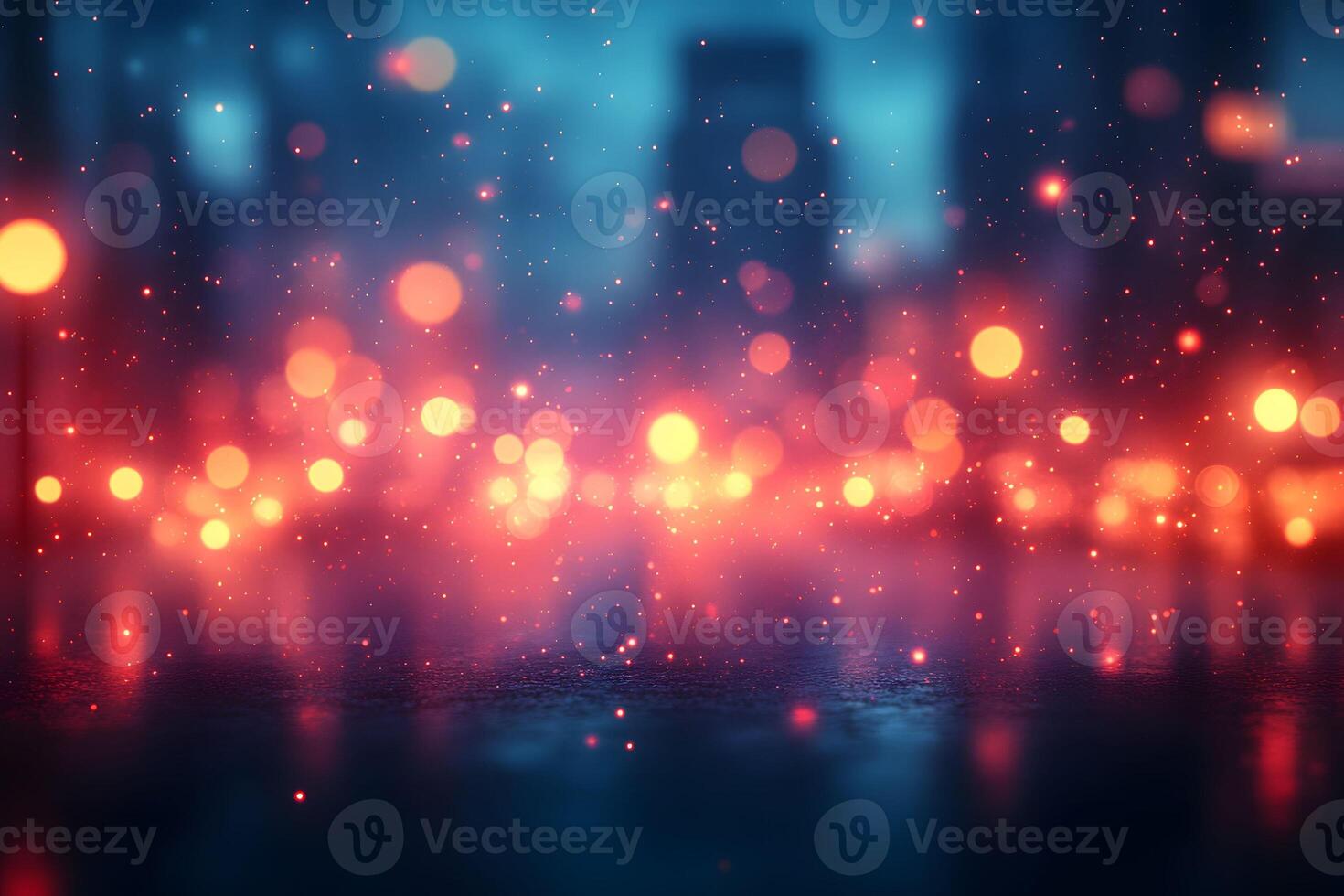 Urban Night Lights Bokeh Effect - Abstract Cityscape Background for Design photo