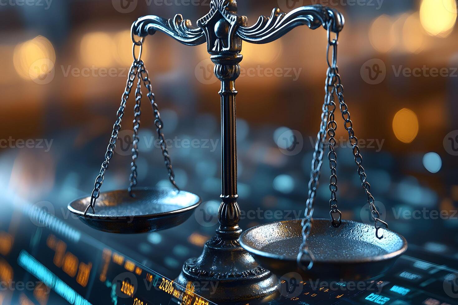 Justice Balance Scales in Financial Market Setting for Legal and Financial Services photo