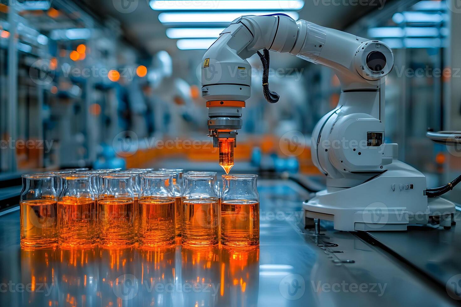 Advanced Robotics in Automated Beverage Production Facility photo
