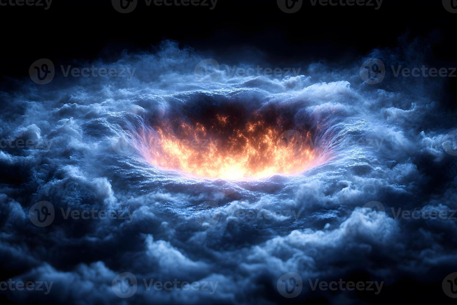 Dramatic Volcanic Eruption Amidst Cloudy Night Sky - Nature's Power and Mystery photo