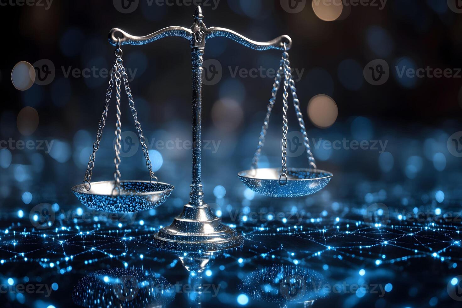Digital Justice Futuristic Concept of Balance and Technology Integration photo