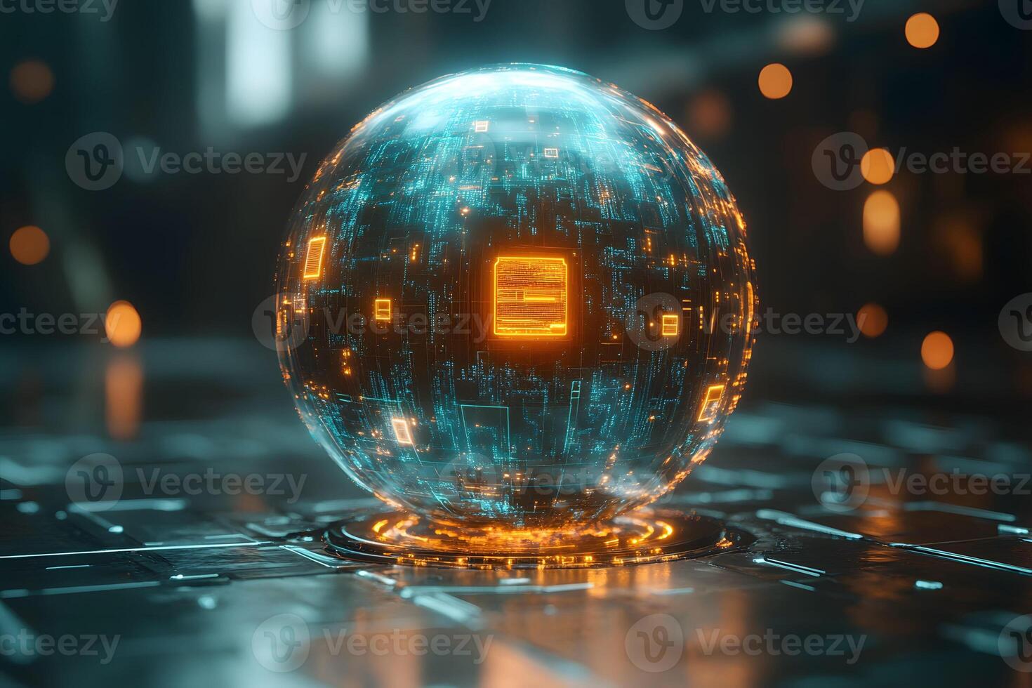 Futuristic Digital Sphere Cybersecurity and Technology Innovation Concept photo