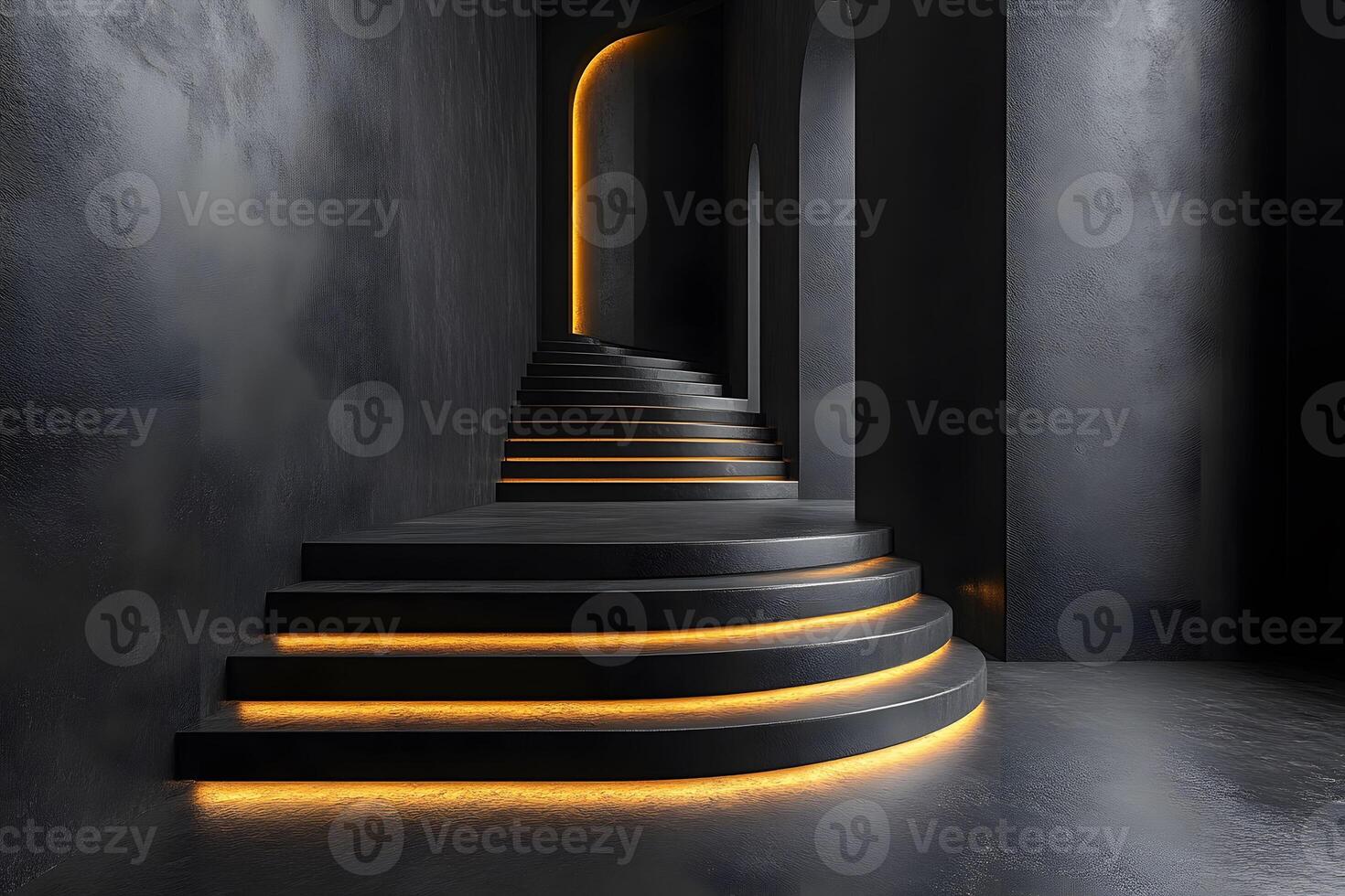 Modern Architectural Staircase Design with Ambient Lighting in Minimalist Space photo
