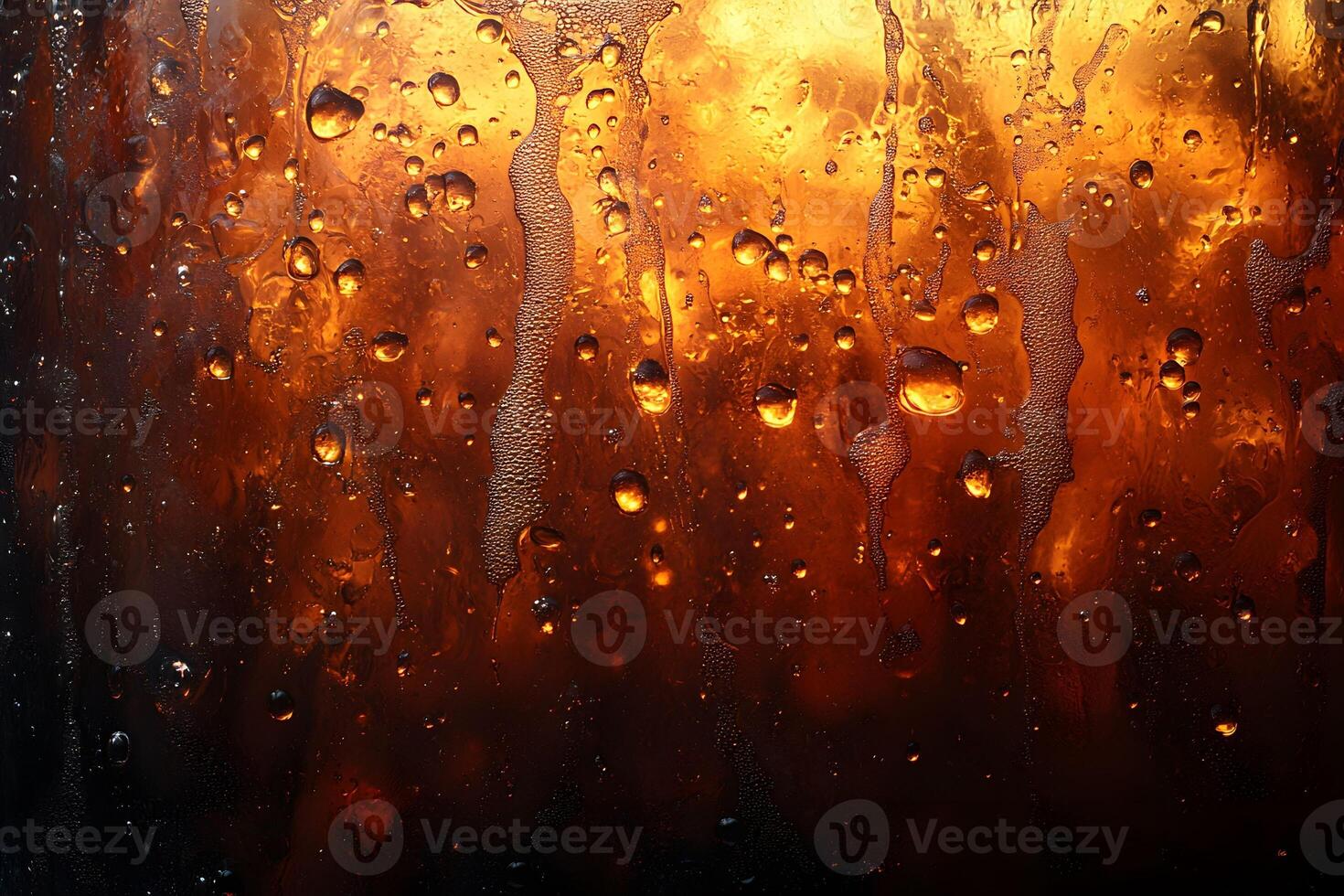 Refreshing Cold Beverage with Droplets and Condensation in Warm Light photo