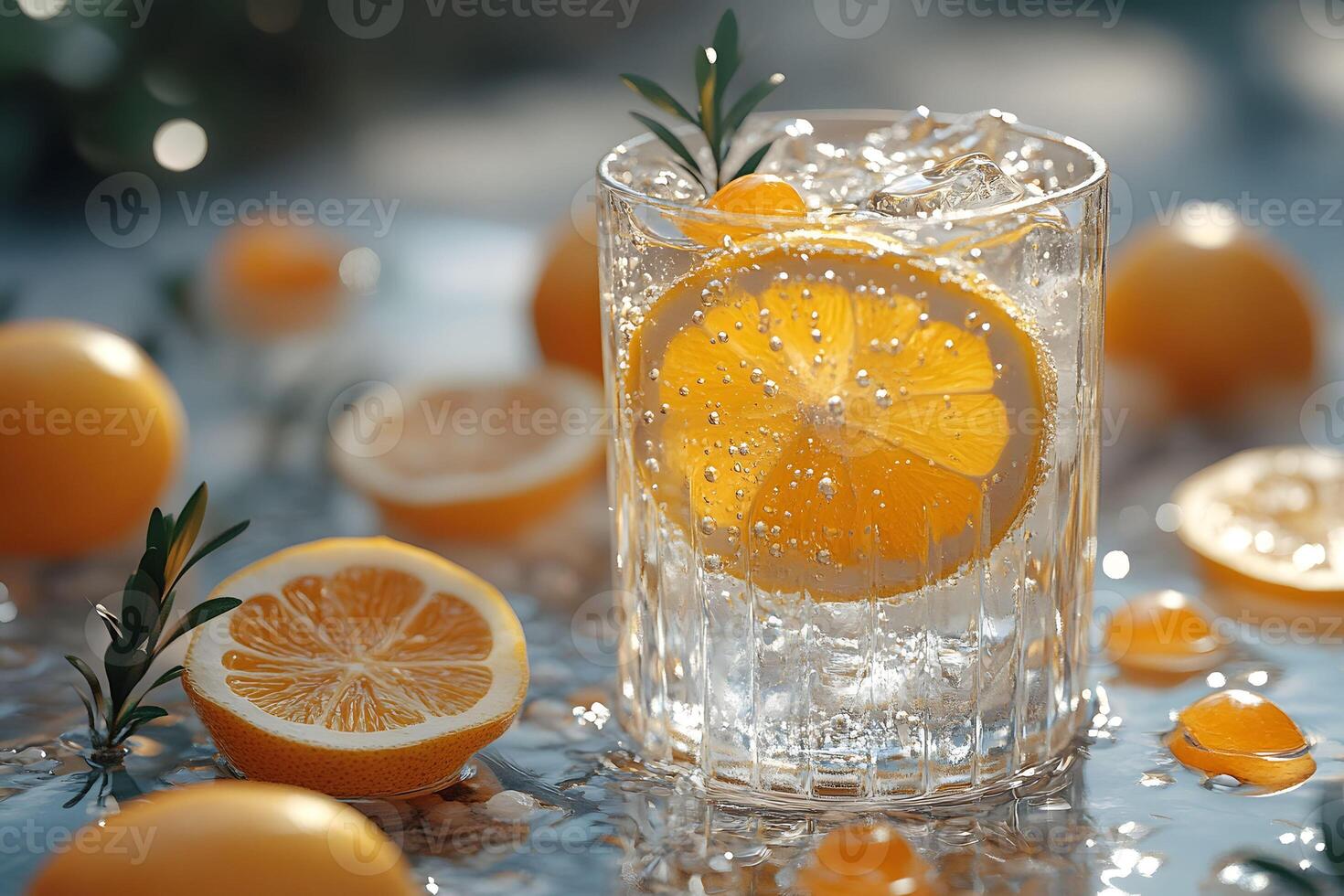 Refreshing Citrus Lemonade with Sparkling Water and Sliced Lemons photo