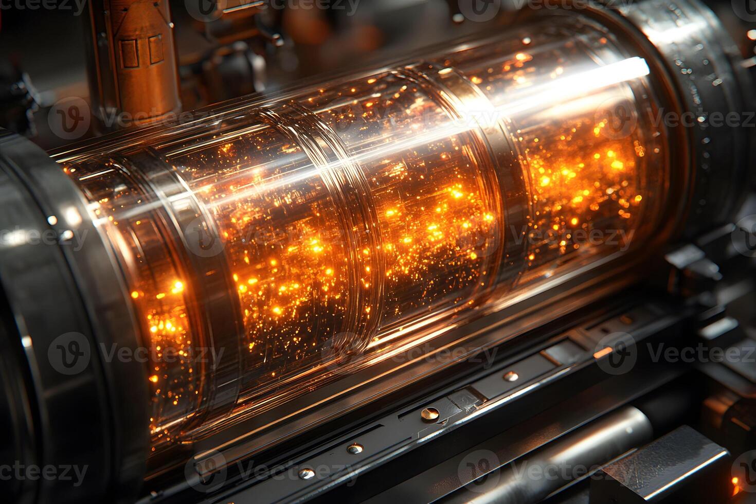 Futuristic Energy Cylinder with Glowing Particles Sci-Fi Industrial Design photo
