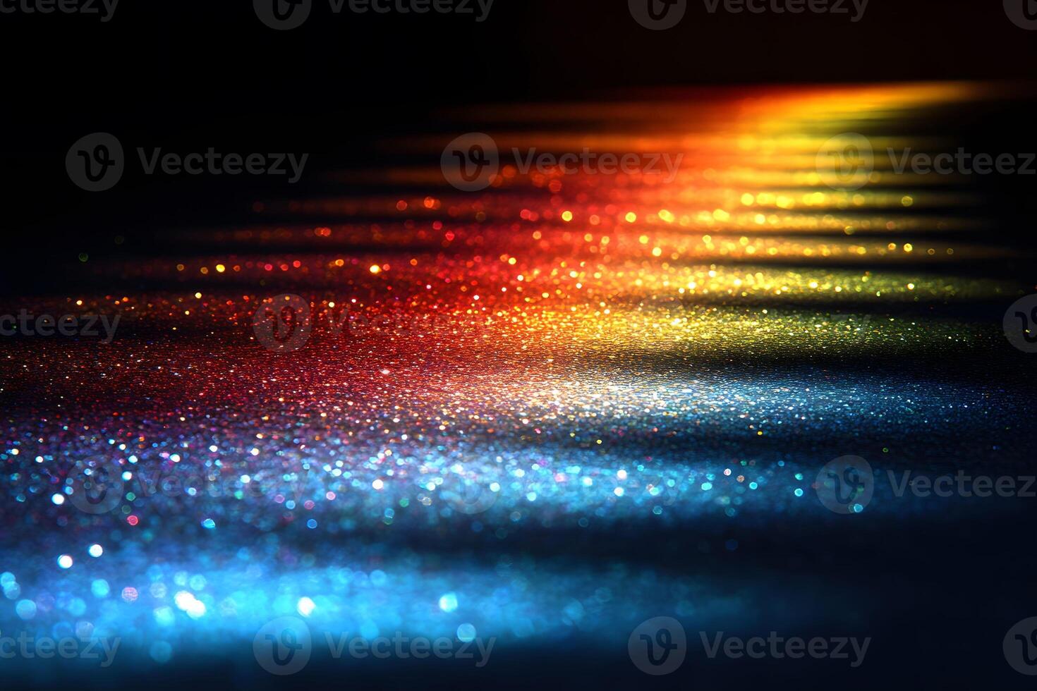 Vibrant Rainbow Light Reflections on Glittering Surface for Creative Design photo