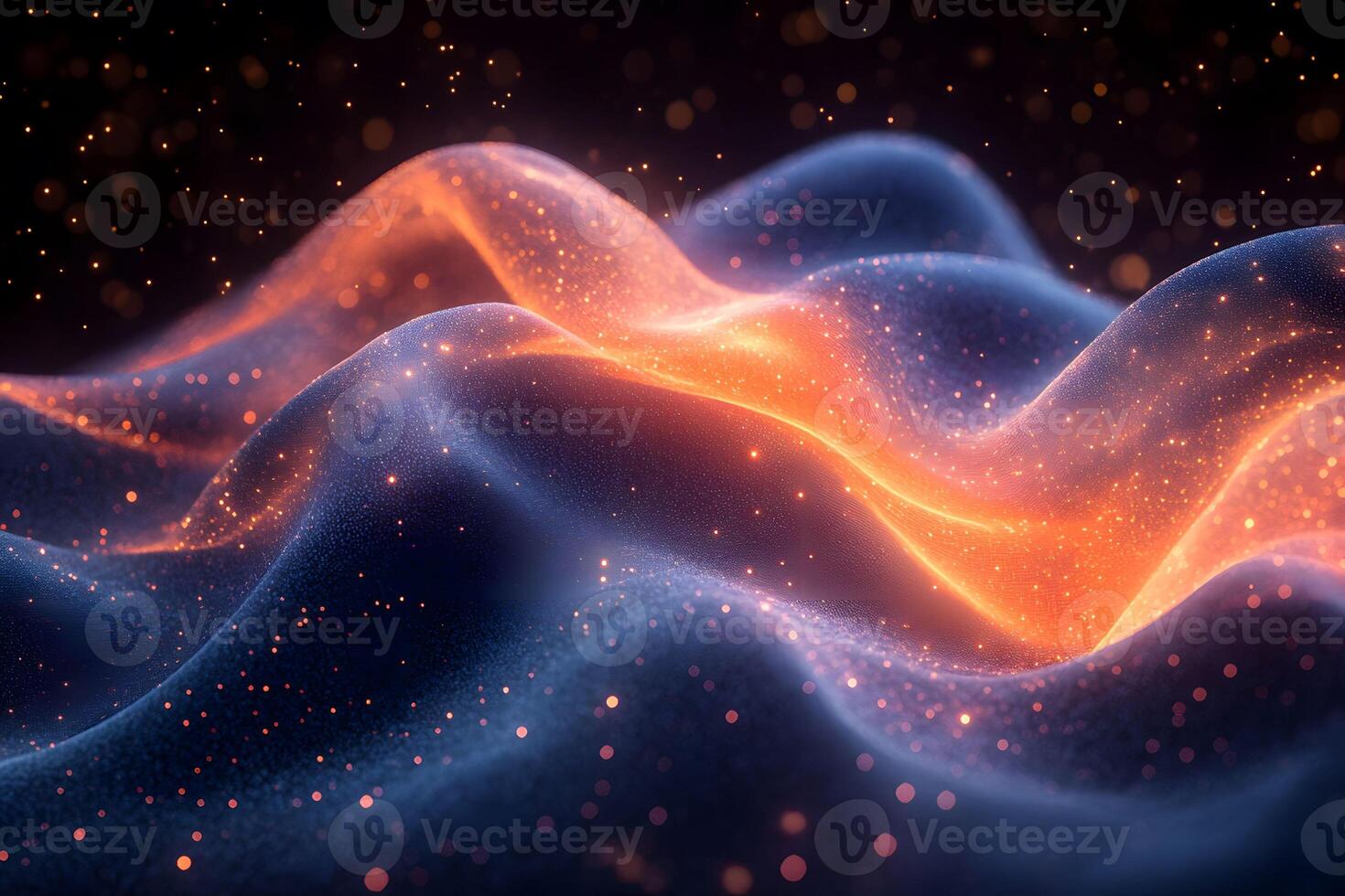 Abstract Digital Waves with Glowing Particles for Modern Design and Creative Projects photo