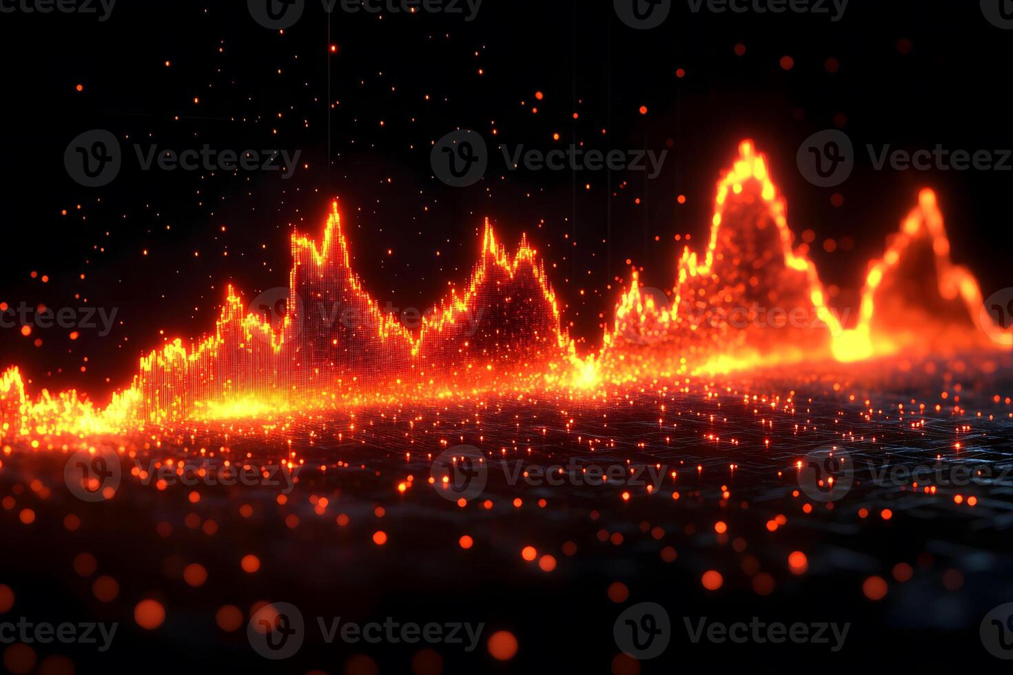 Abstract Concept of Digital Soundwave Visualization in a Fiery Spectrum for Multimedia Design photo