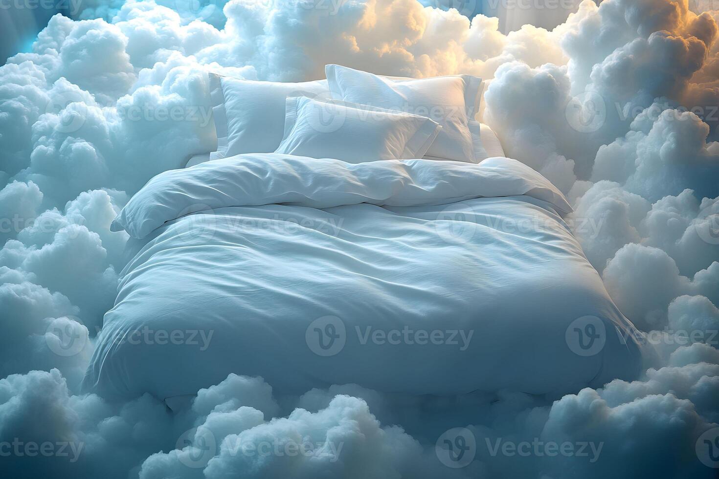 Dreamy Cloud Bed - Surreal Comfort and Serenity for Tranquil Relaxation photo