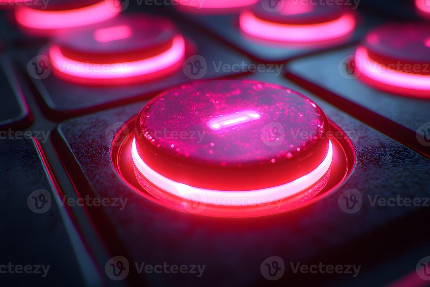 Futuristic Glowing Button Interface with Neon Red Lighting for Technology Design photo