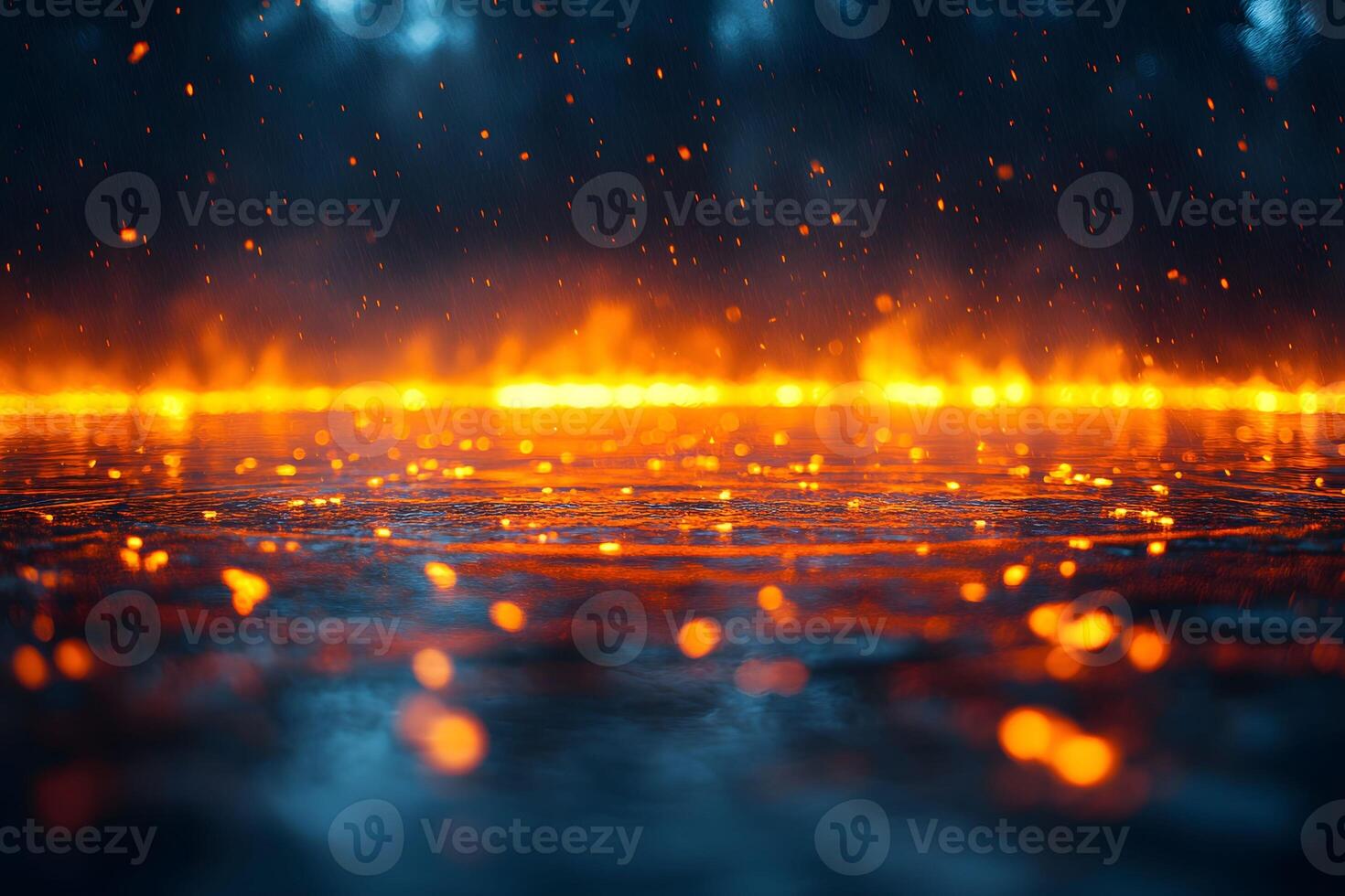 Fiery Abstract Landscape with Dramatic Lighting for Artistic Print Design photo