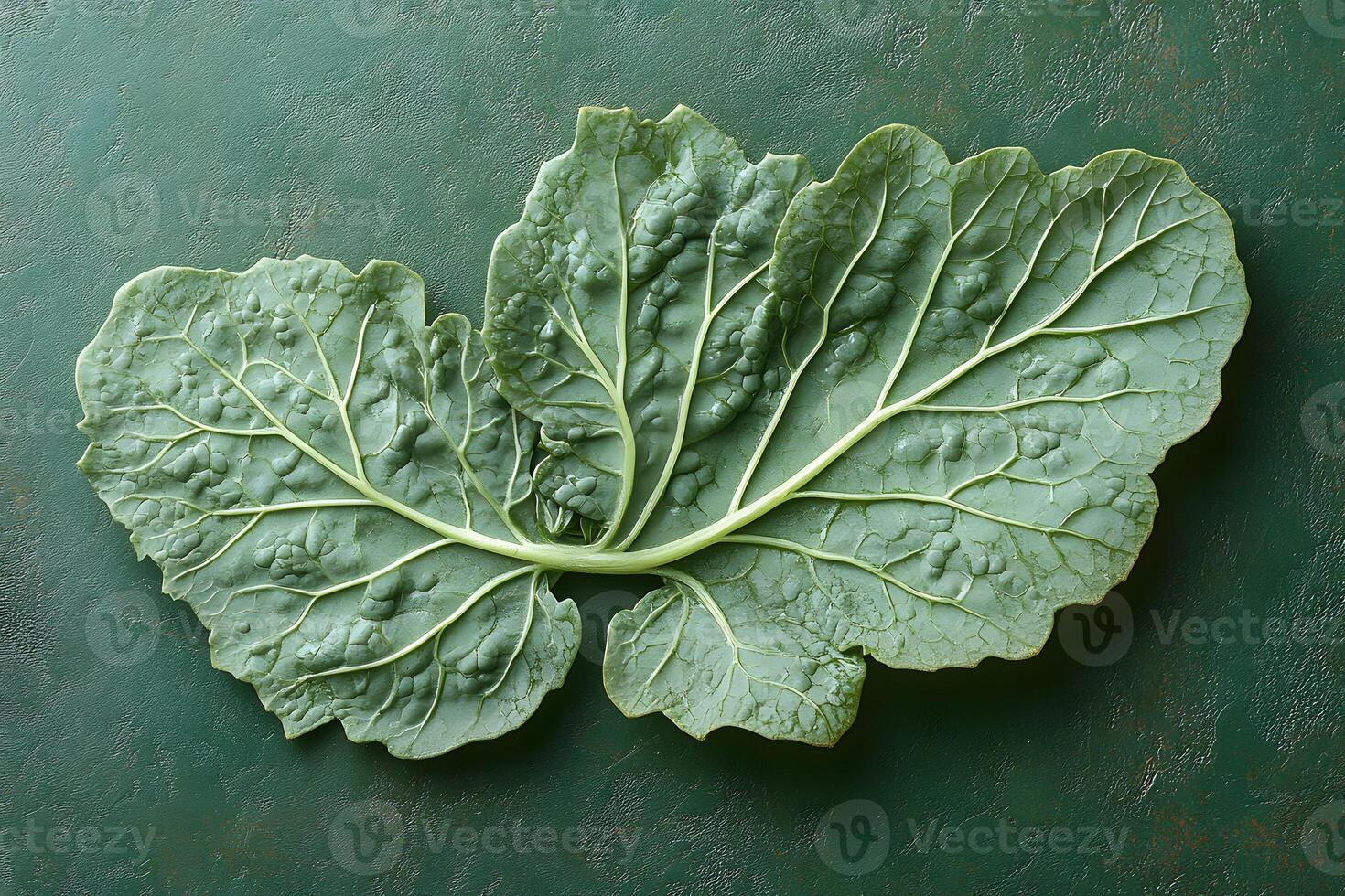 Lush Collard Greens Leaf on Textured Green Background for Healthy Eating Concepts photo