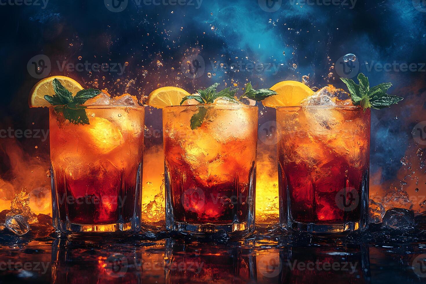 Refreshing Iced Tea with Citrus Garnish and Mint for Summer Beverage Designs photo
