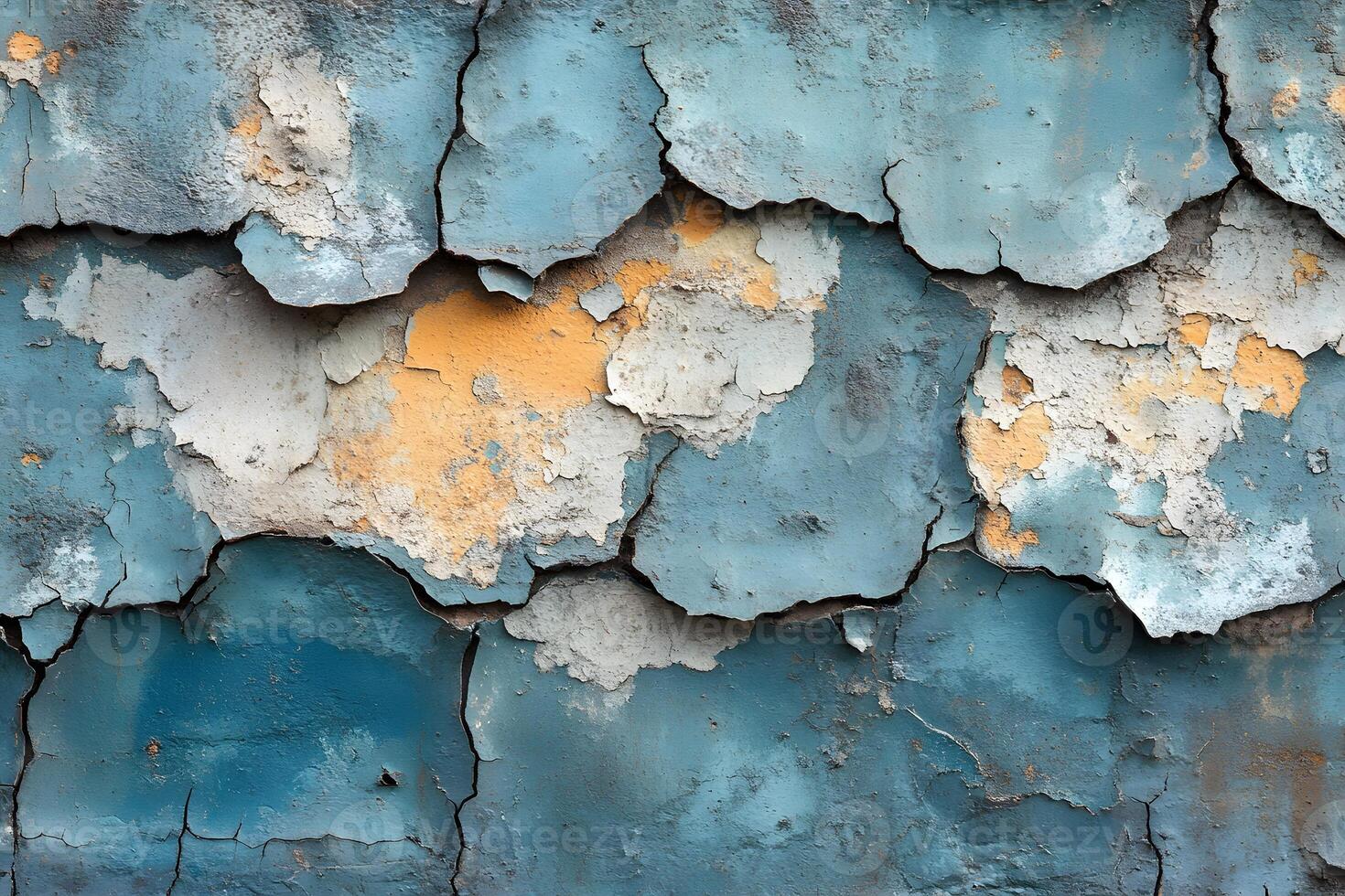 Weathered Blue and Yellow Peeling Paint Texture for Artistic and Design Applications photo