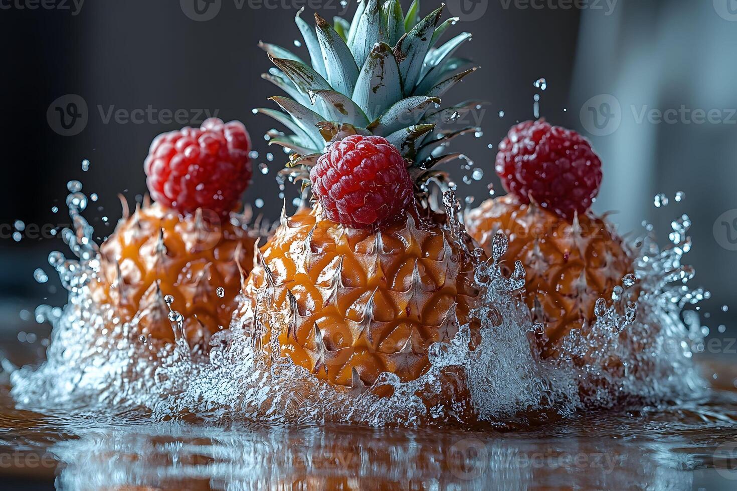 Exotic Pineapple and Raspberry Splash - Refreshing Summer Fruit Concept for Design photo
