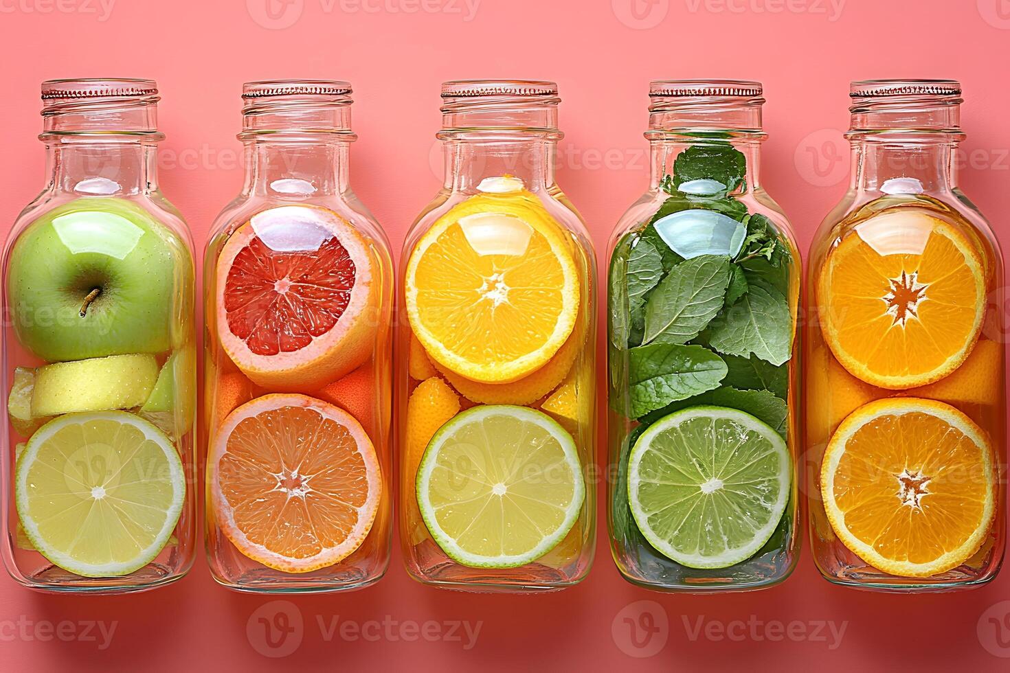 Vibrant Fruit and Herb Infused Water Jars for Refreshing Summer Hydration photo