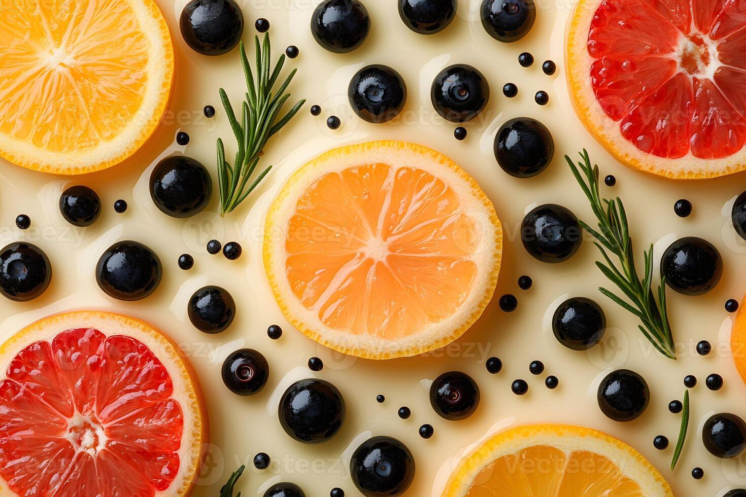 Citrus and Berry Pattern Design for Fresh Food Concept Poster photo