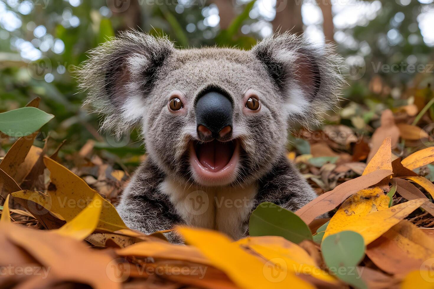 Adorable Koala in Autumn Leaves - Wildlife Photography for Nature Lovers photo