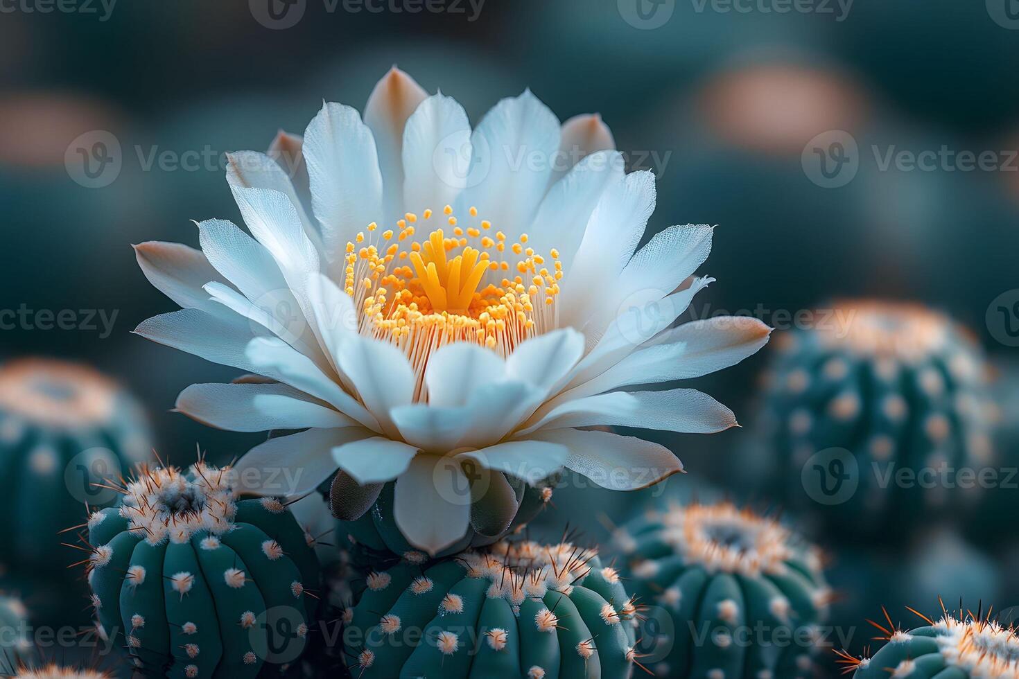 Blooming Cactus Flower in Desert Garden - Nature Photography for Wall Art photo