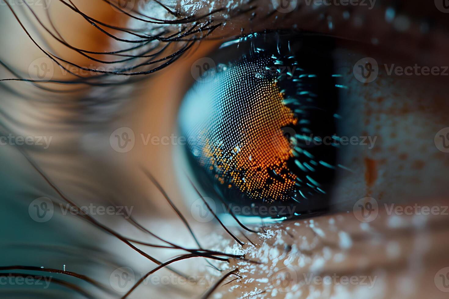 Macro Close-Up of Eye with Futuristic Digital Reflections for Technology Themes photo