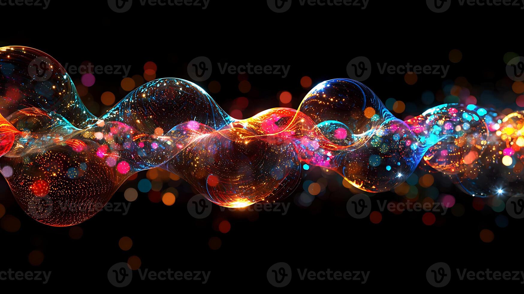 Abstract background with colorful lights and waves photo