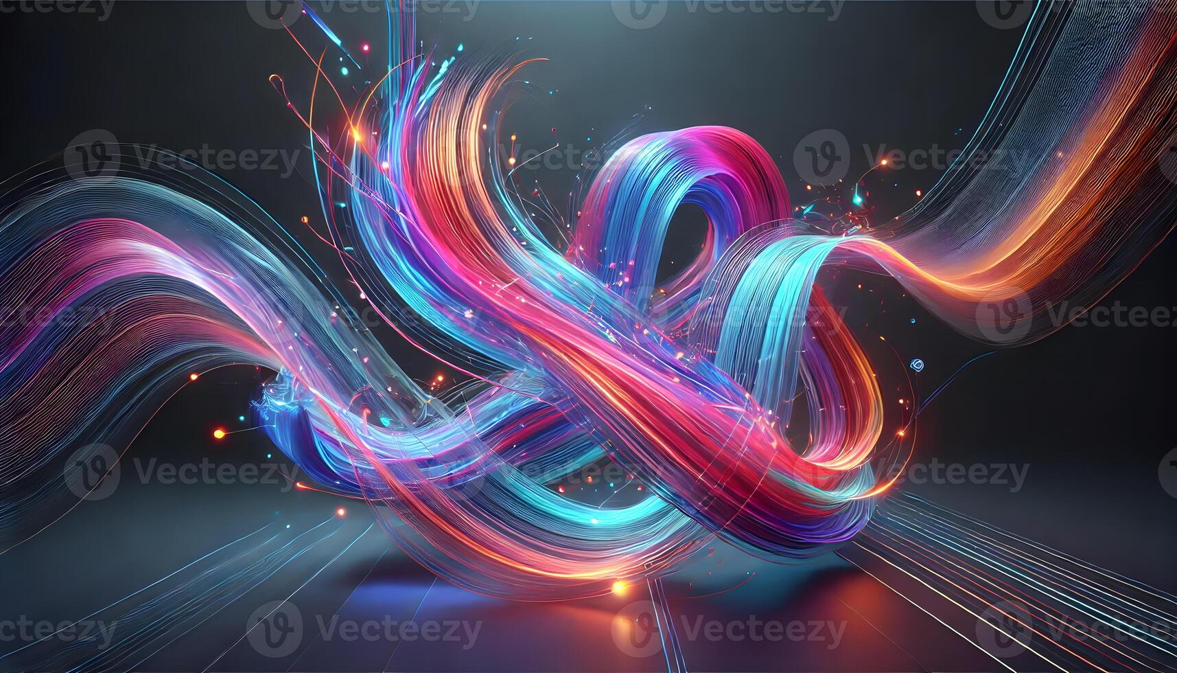Abstract colorful waves on a dark background photo
