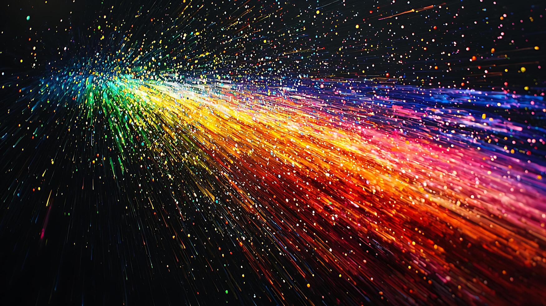 A colorful light trail is seen in the dark photo
