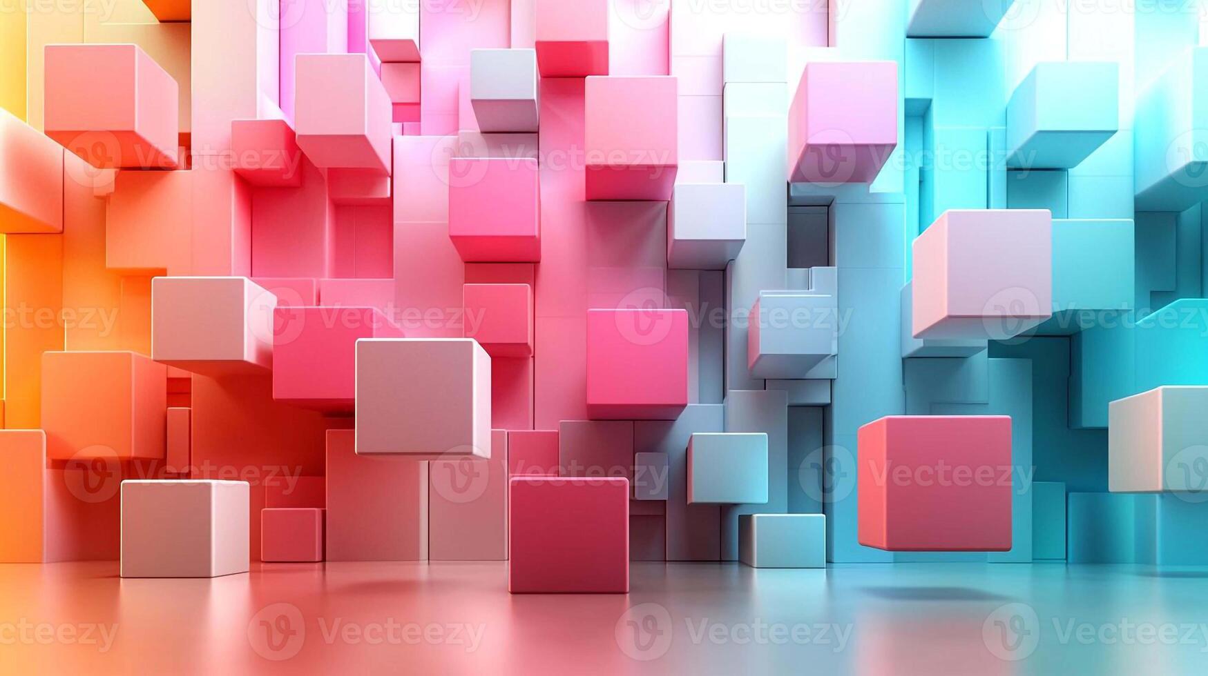 Colorful cubes in a 3d background photo