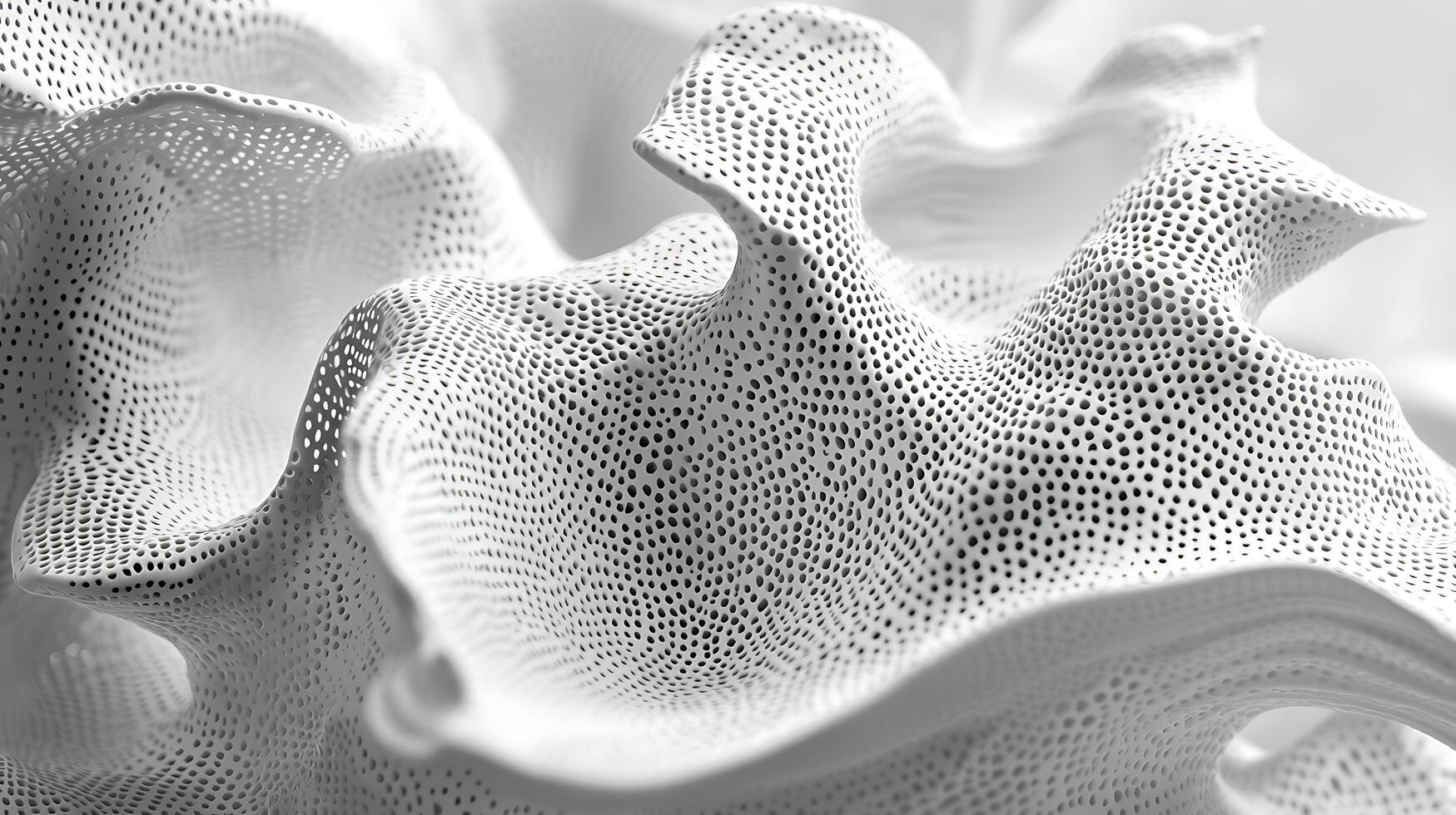 A close up of a white sculpture with a lot of holes photo