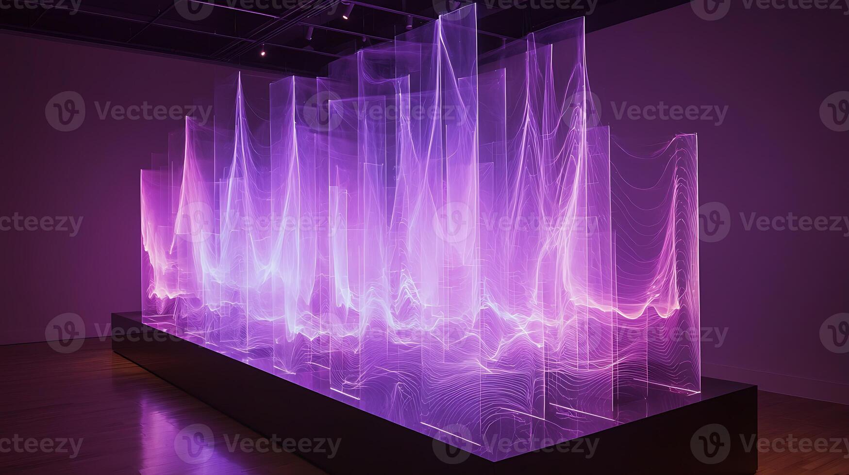 A large purple sculpture with lights on it photo