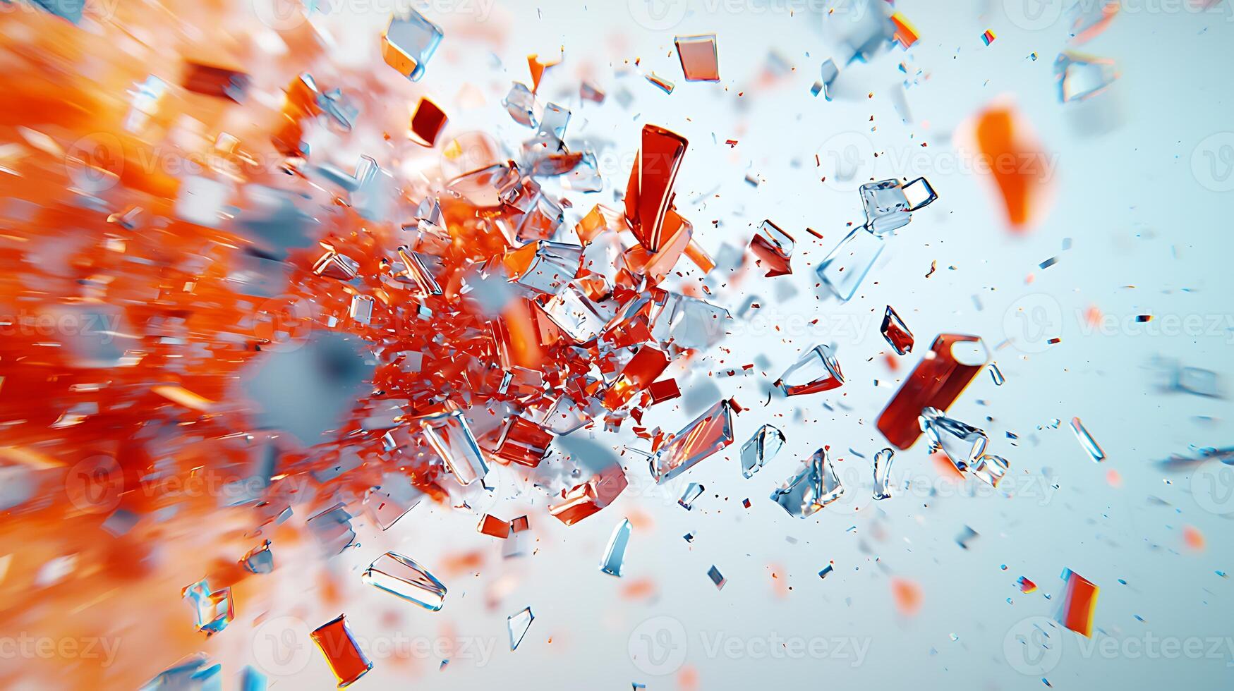 A close up of a red and blue explosion photo