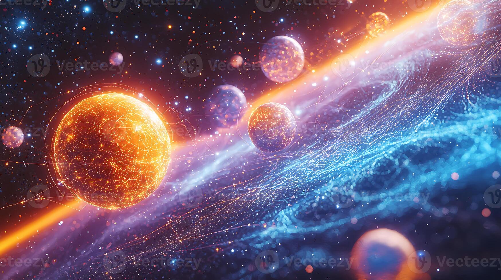An image of planets and stars in space photo