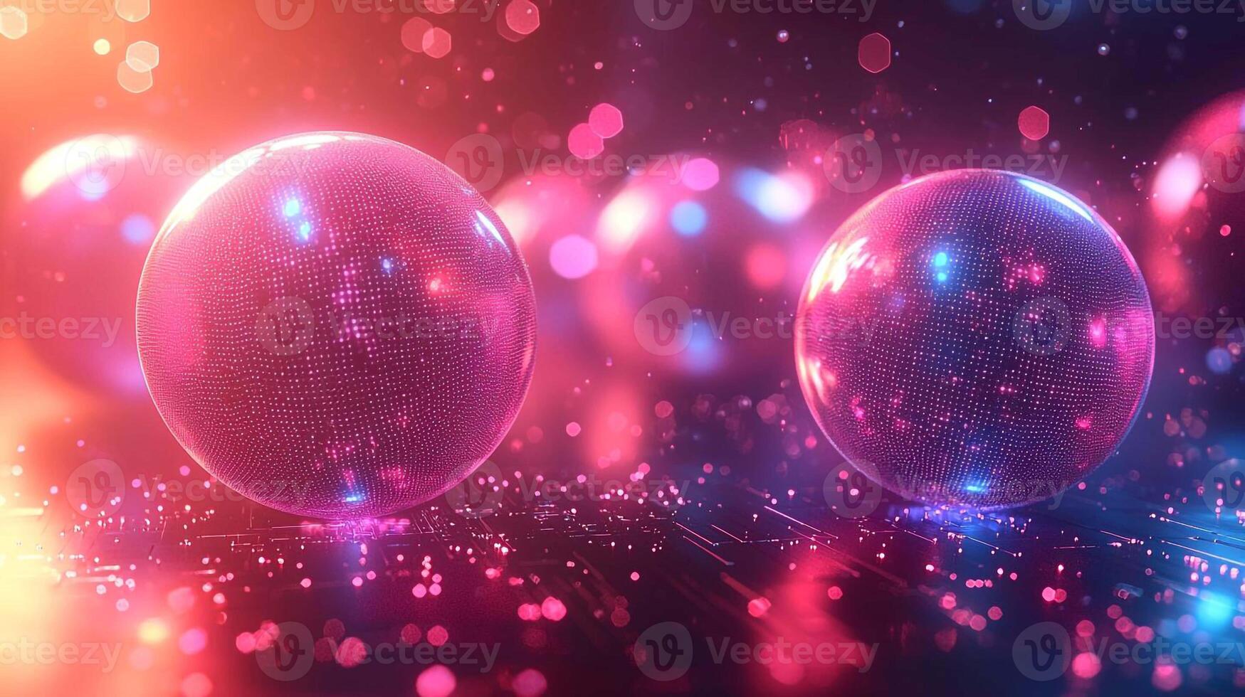 3d render of pink spheres with sparkles photo
