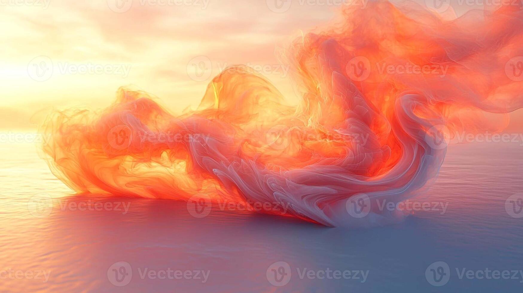 A red and white liquid is floating in the water photo