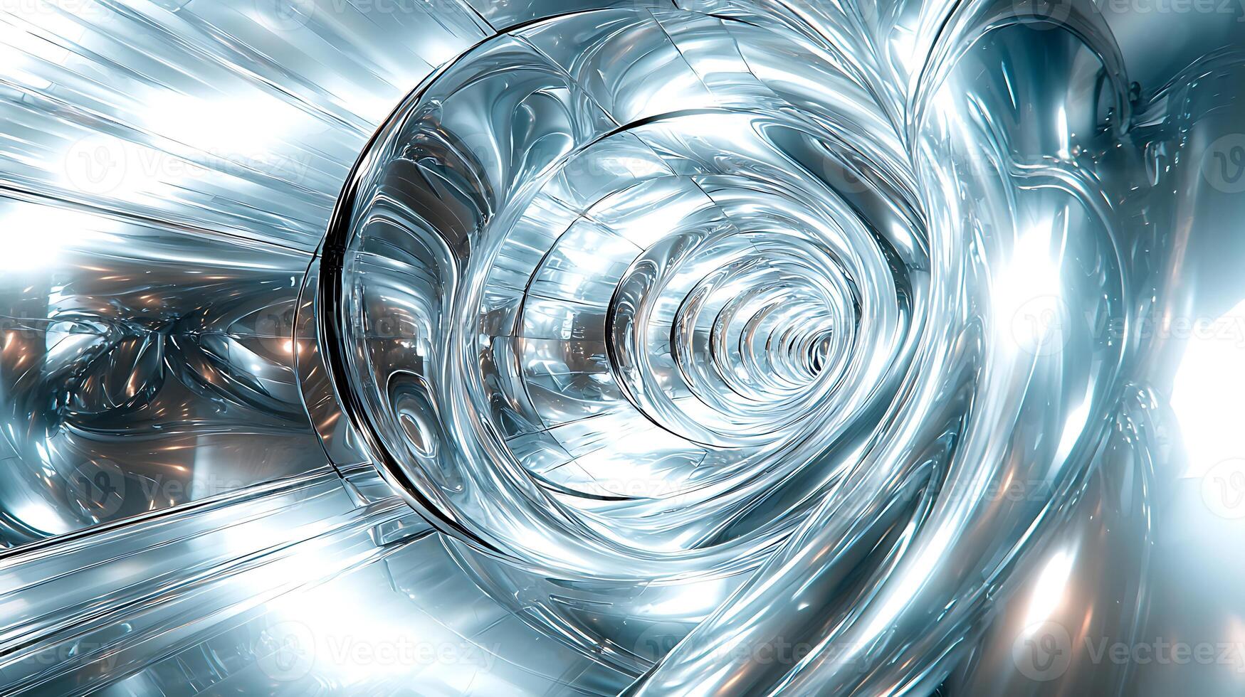 A shiny metal spiral with a bright light photo