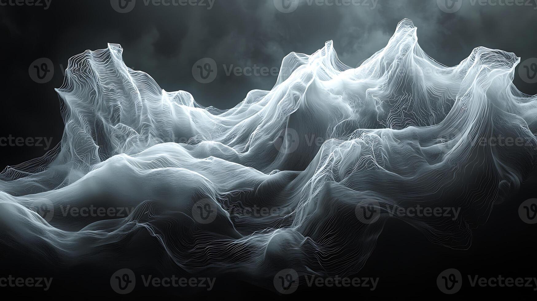 A white wave of smoke is moving in the air photo