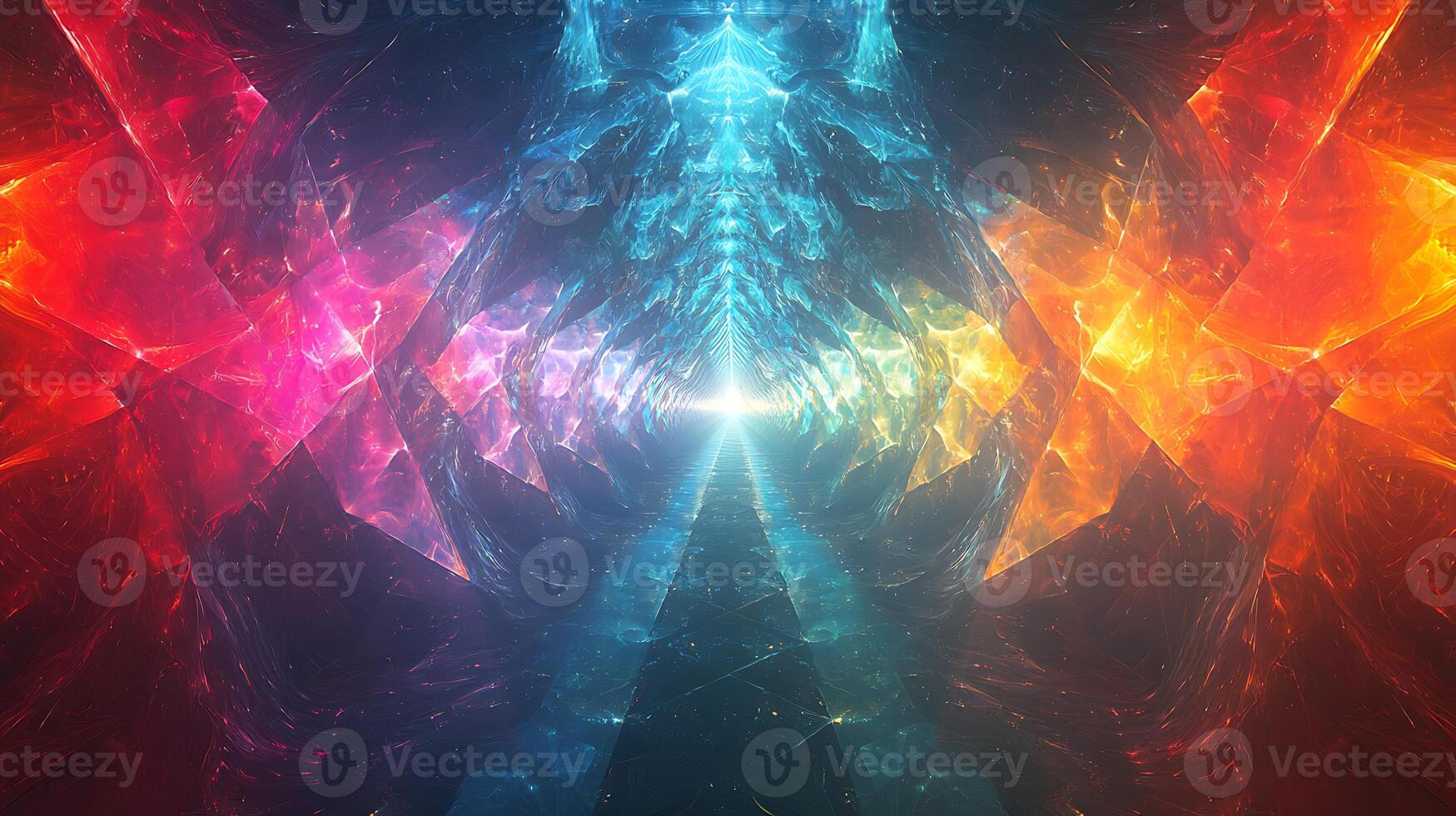 Abstract background with colorful lights and a tunnel photo