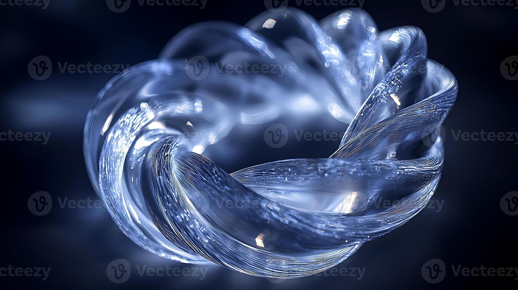 A close up of a glass ring with a blue light photo