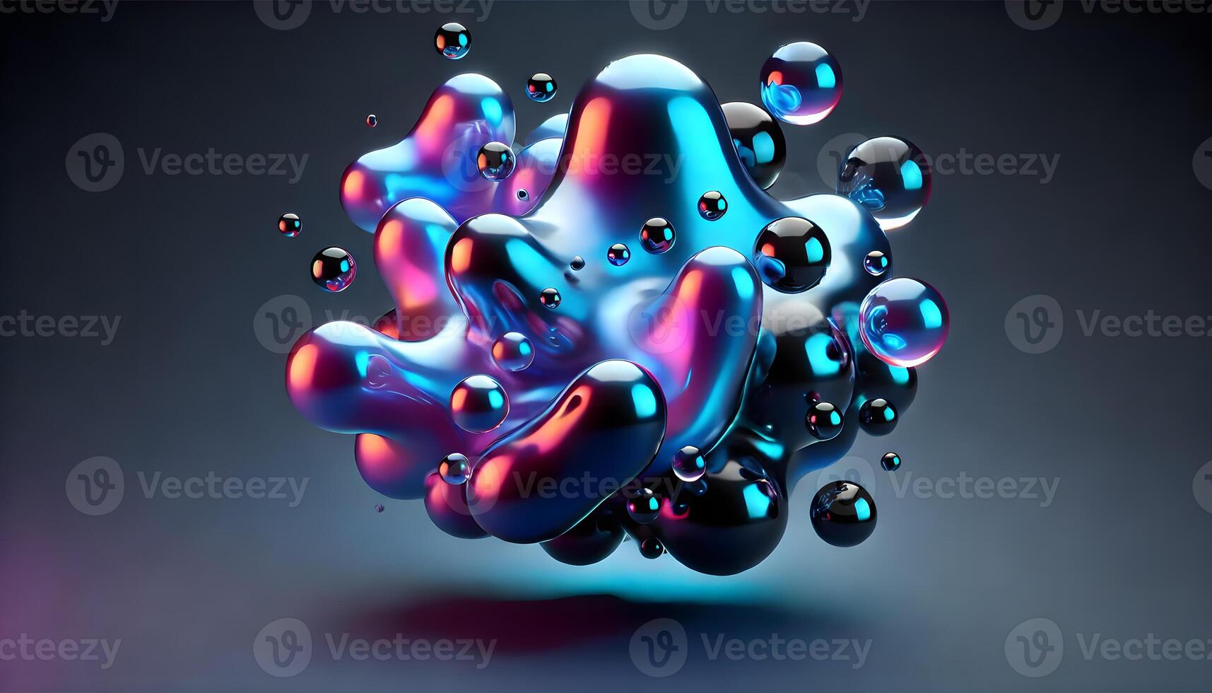 3d rendering of liquid and bubbles photo