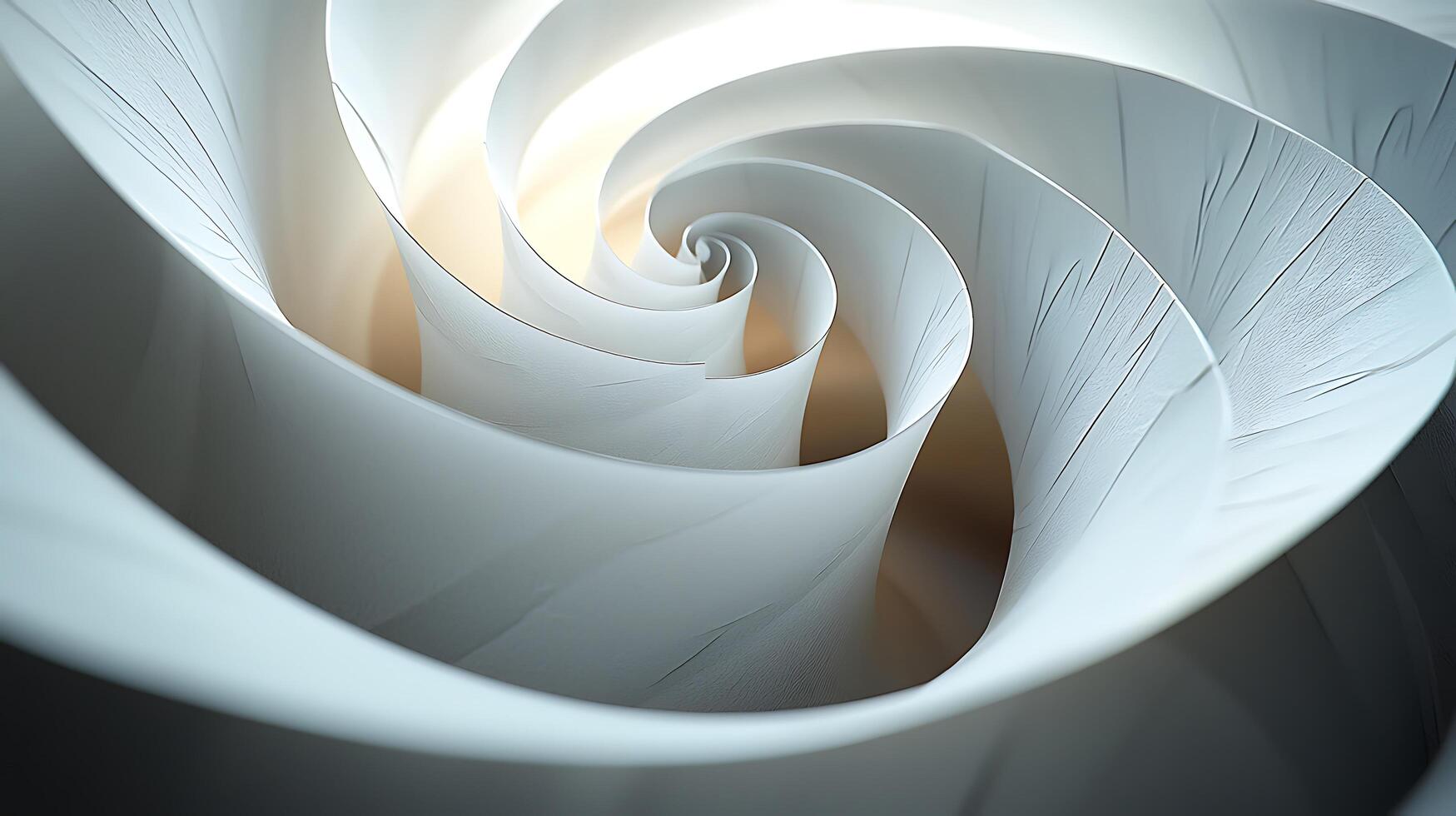 A spiral of paper with a light shining through it photo