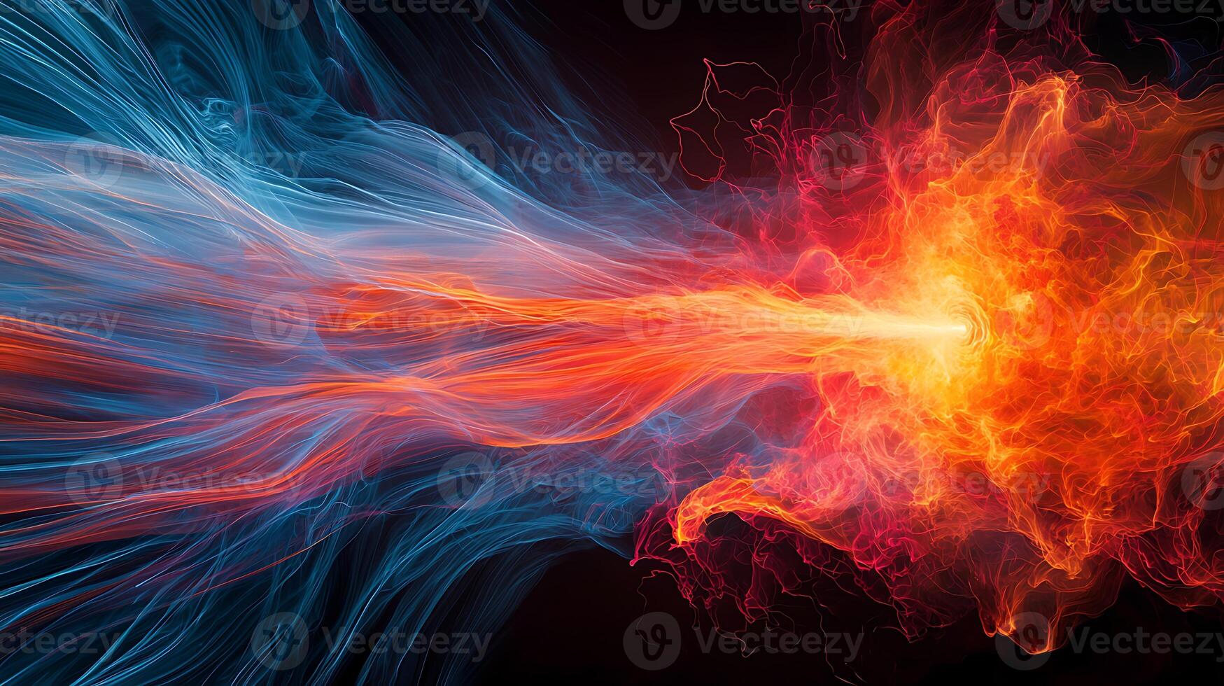 A blue and red fire is being blown up photo
